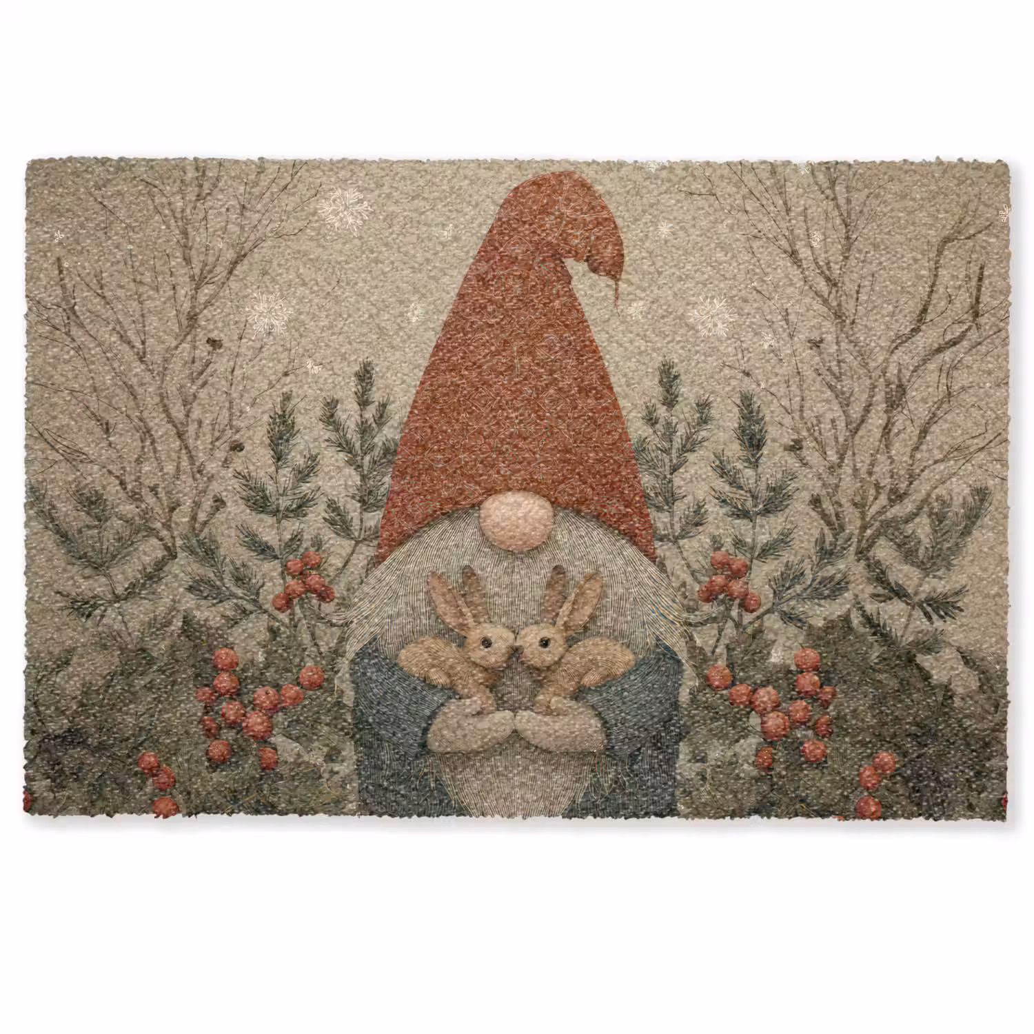 Kerstgnome - Konijntjes - Kleurrijk Deurmat klein -zkaufland3d