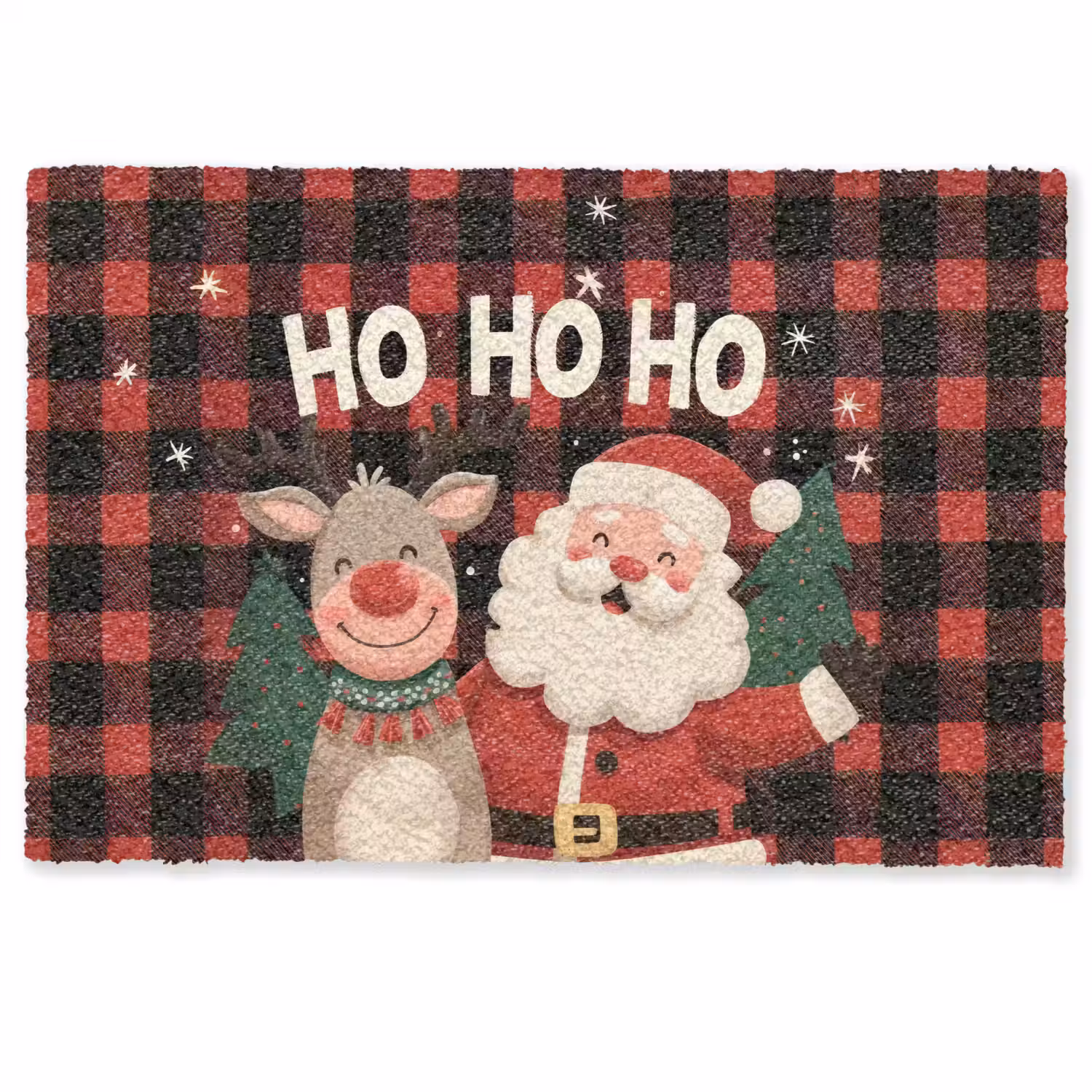 Kerstman - Rendier - Tekst - Rood - Zwart Deurmat klein -zkaufland3d