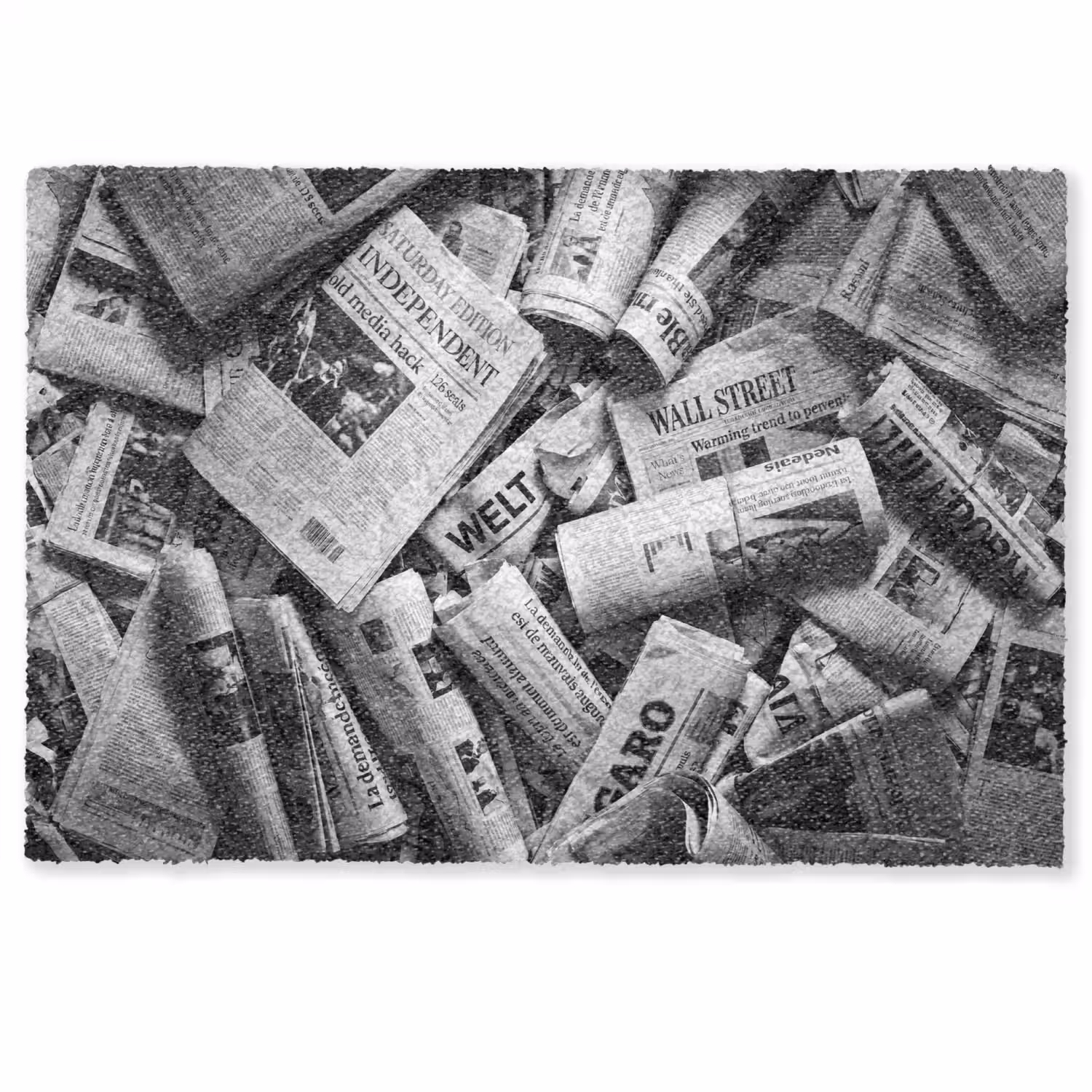 Krant - Stapel - Nieuws - Zwart-wit Deurmat klein -zkaufland3d