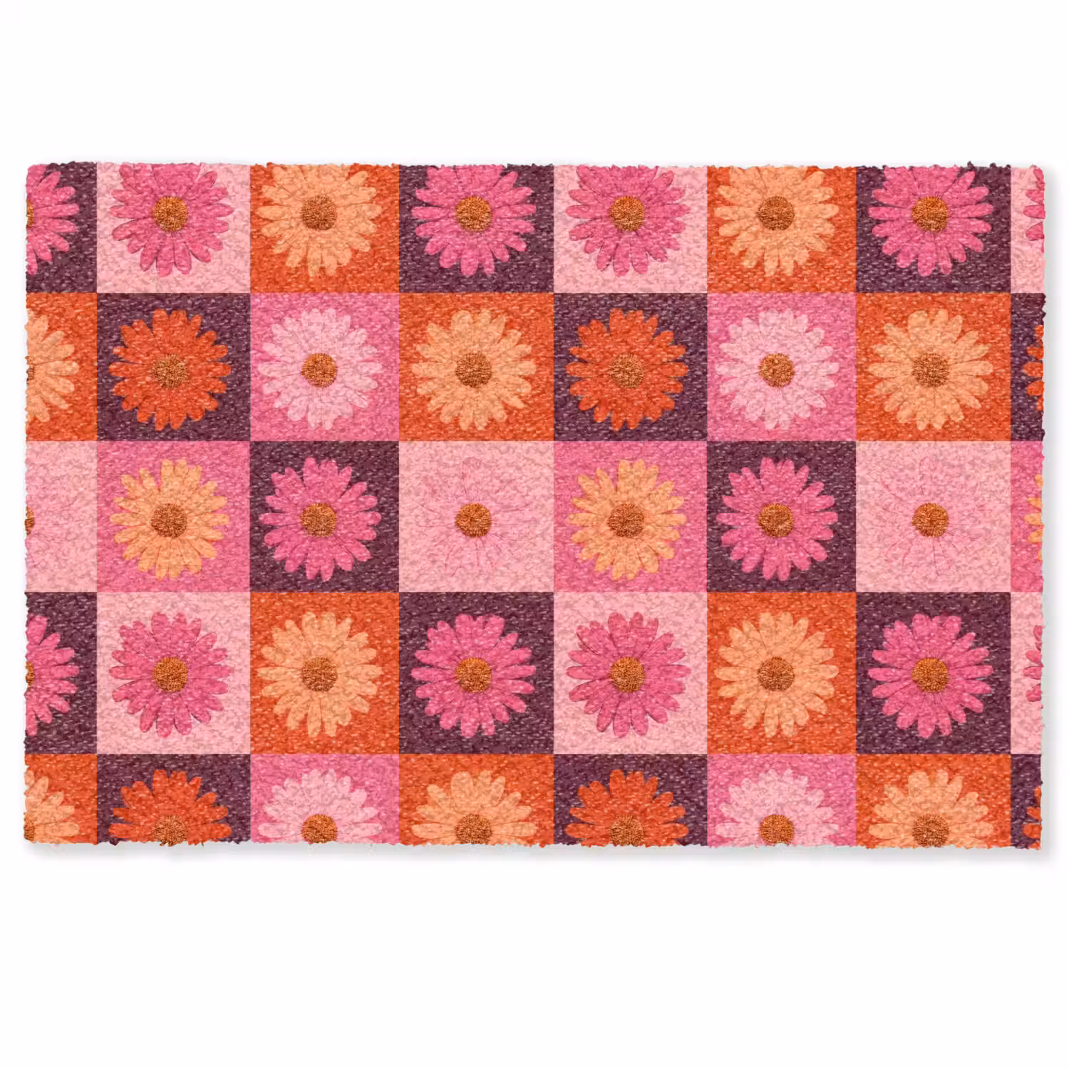 Madeliefjes - Dambord - Retro - Roze - Oranje Deurmat klein 898 -zkaufland3d