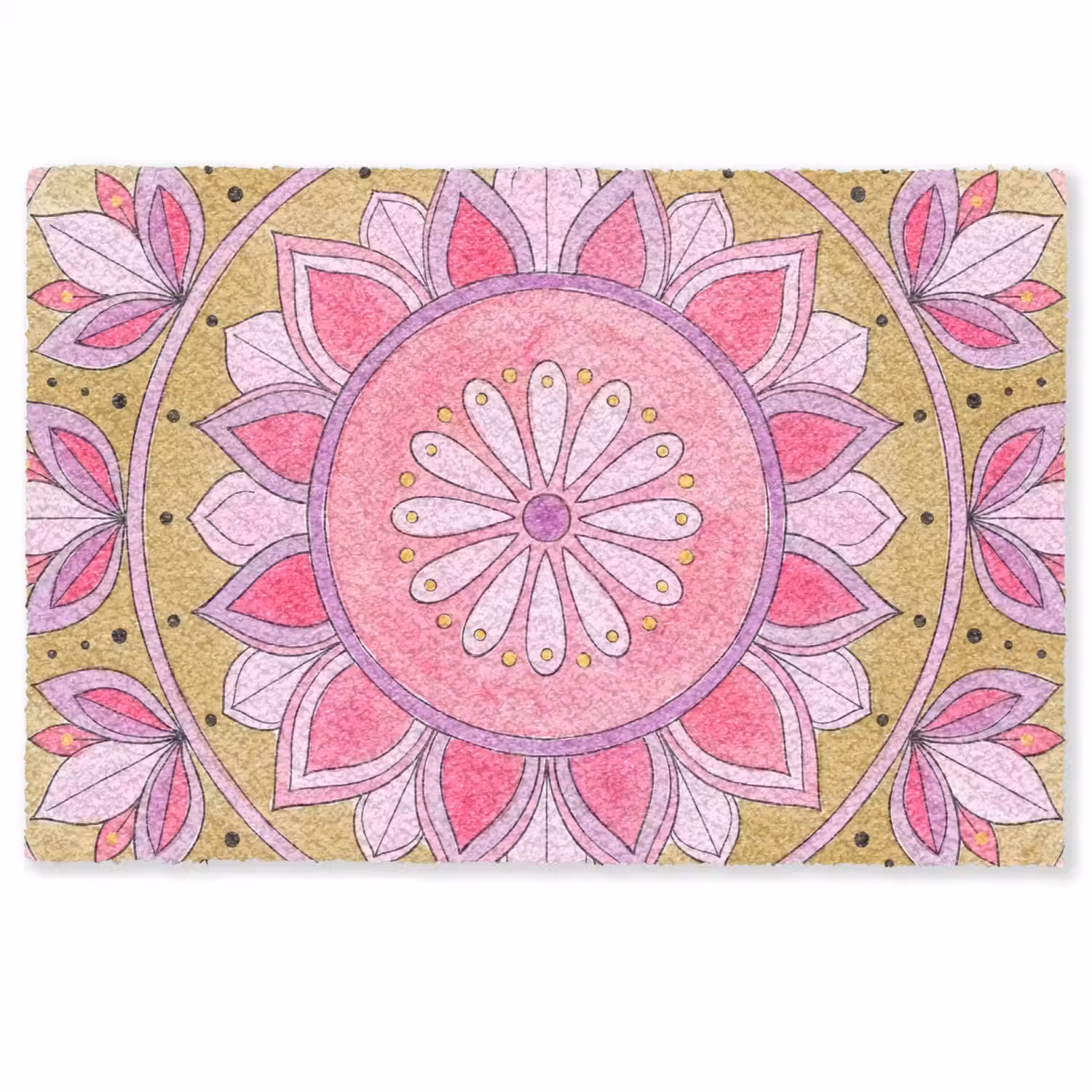 Mandala - Patroon - Kunst - Aquarel - Roze Deurmat klein -zkaufland3d