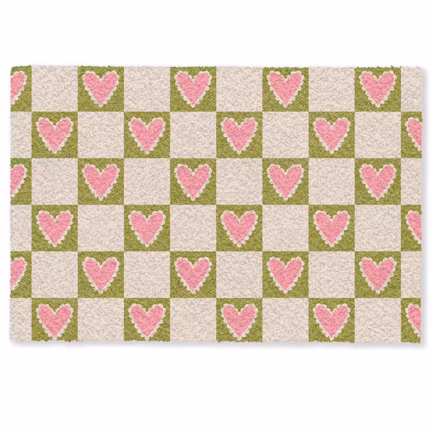 Olijfgroen - Hartjes - Patroon - Retro Deurmat klein 898 -zkaufland3d