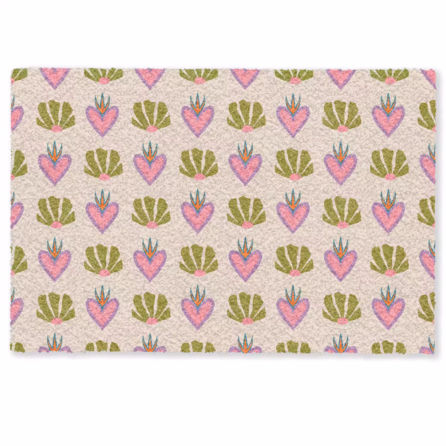 Patroon - Beige - Hartjes - Bloemen Deurmat klein 898 -zkaufland3d