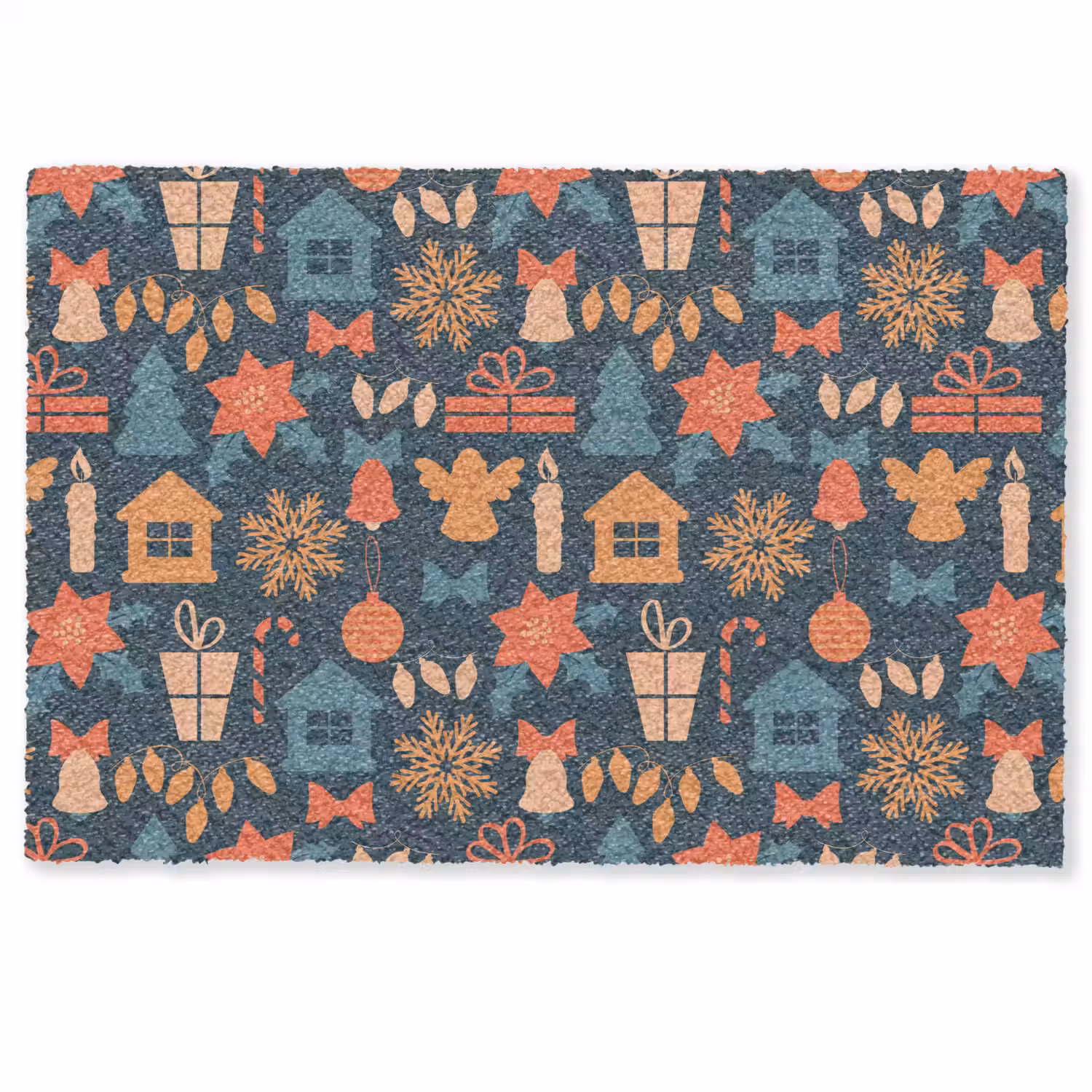 Patroon - Kerst - Symbolen - Blauw Deurmat klein 898 -zkaufland3d