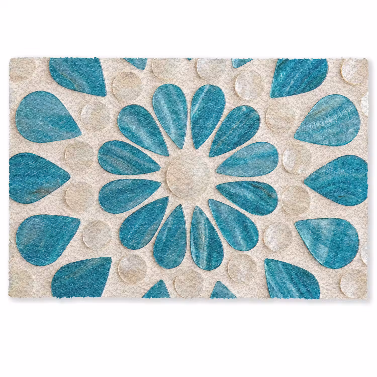Patroon - Mozaïek - Schelpen - Abstract - Turquoise Deurmat klein -zkaufland3d