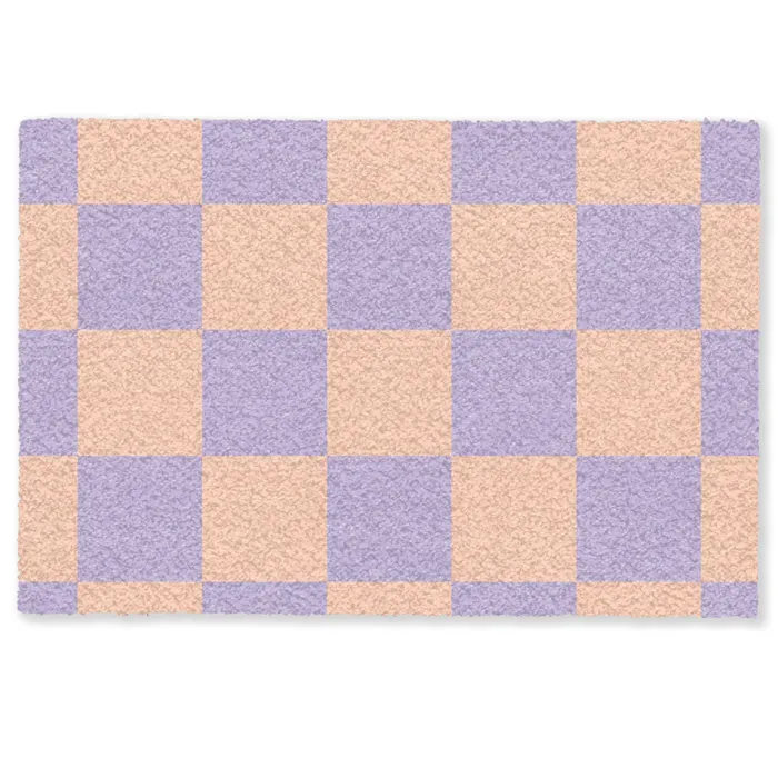 Schaakbord patroon - Paars - Roze - Blokjes Deurmat klein -zkaufland3d
