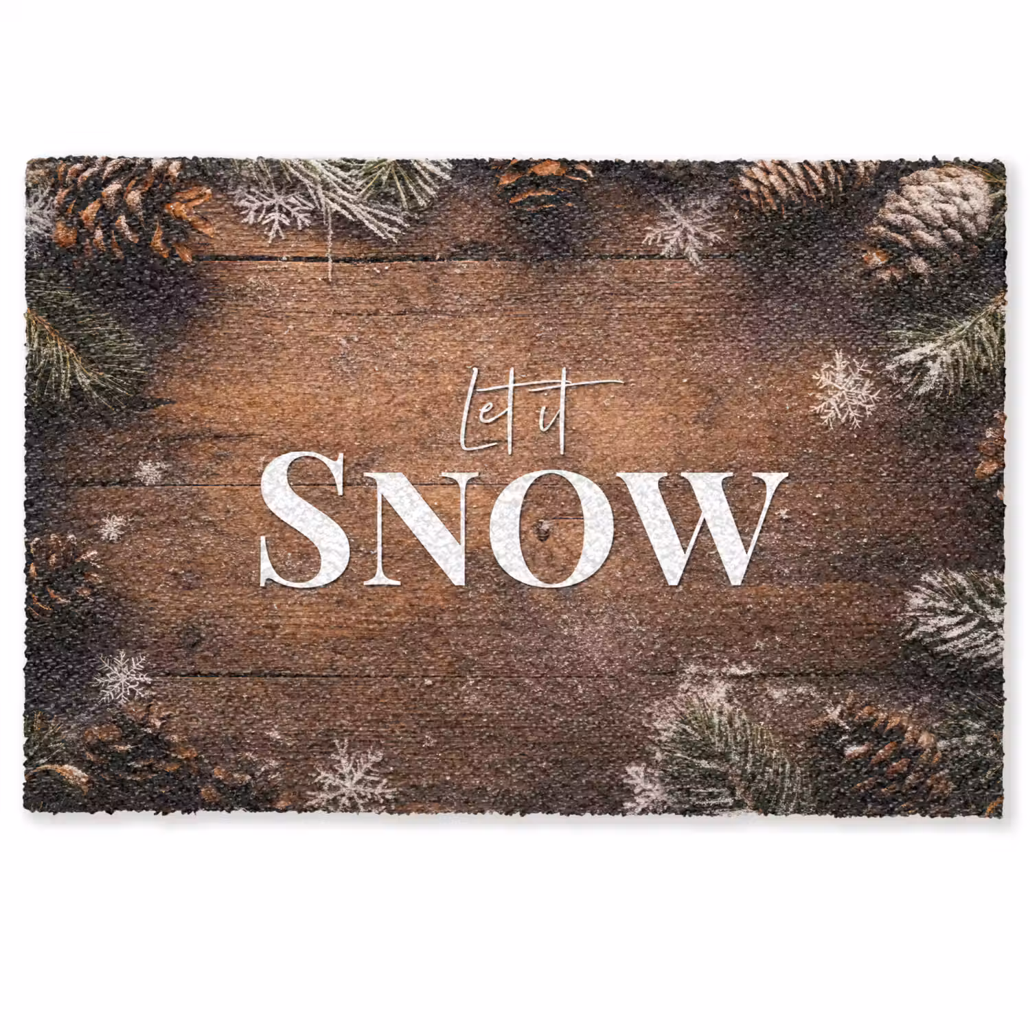 Sneeuw - Houtlook - Quote - Let it snow Deurmat klein -zkaufland3d