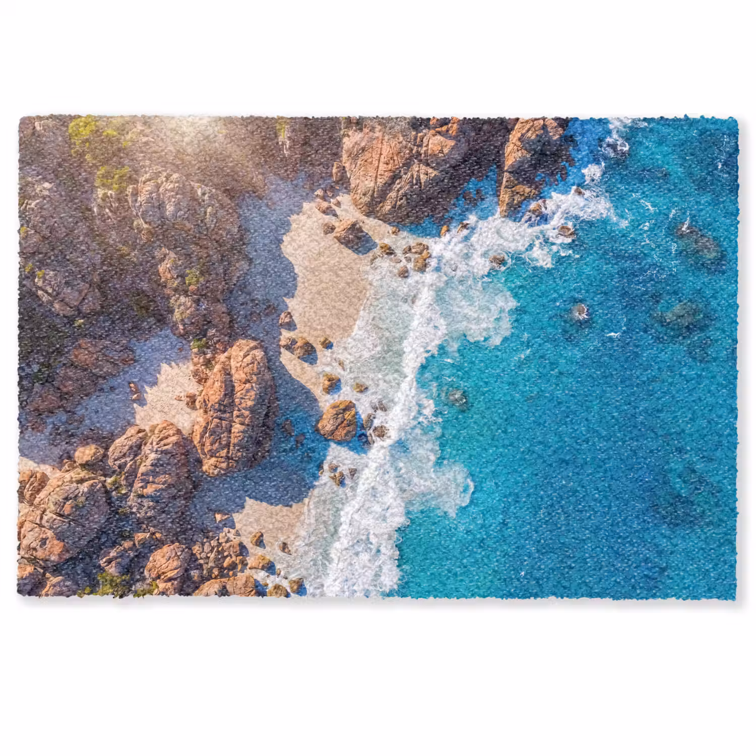 Strand - Zee - Rotsen - Natuur - Blauw Deurmat klein -zkaufland3d