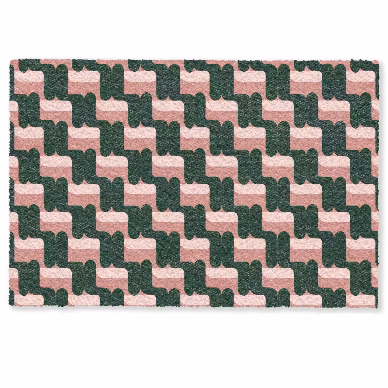 Vlechtpatroon - Groen - Roze - Geometrisch Deurmat klein 898 -zkaufland3d