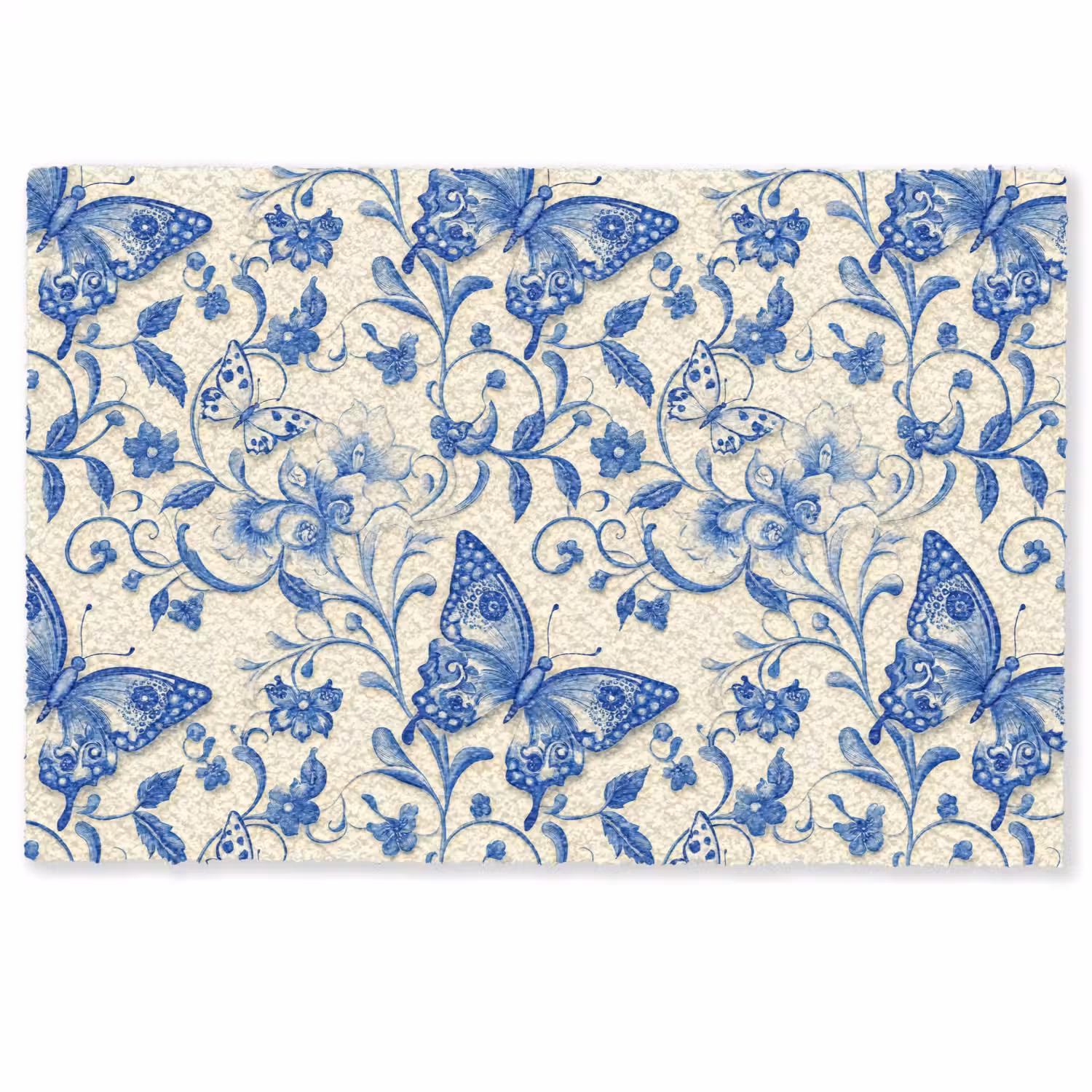 Vlinders - Bloemen - Blauw - Botanisch Deurmat klein 898 -zkaufland3d