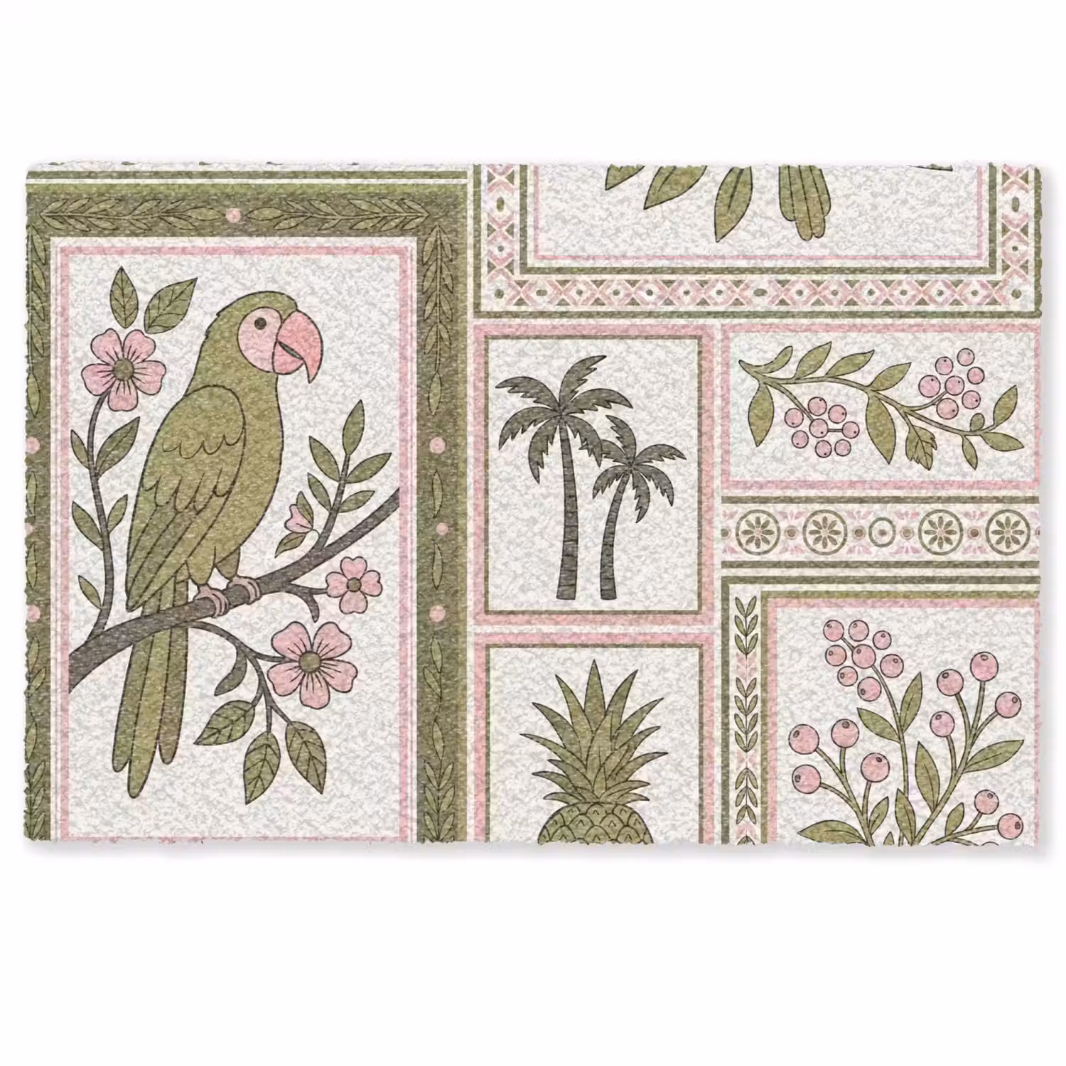 Vogel - Tropisch - Patroon - Decoratief - Groen Deurmat klein -zkaufland3d