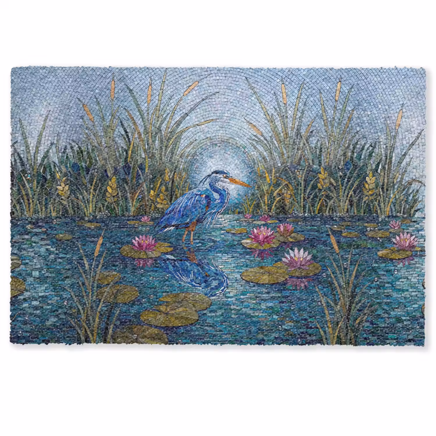 Vogel - Water - Natuur - Abstract - Blauw Deurmat klein -zkaufland3d