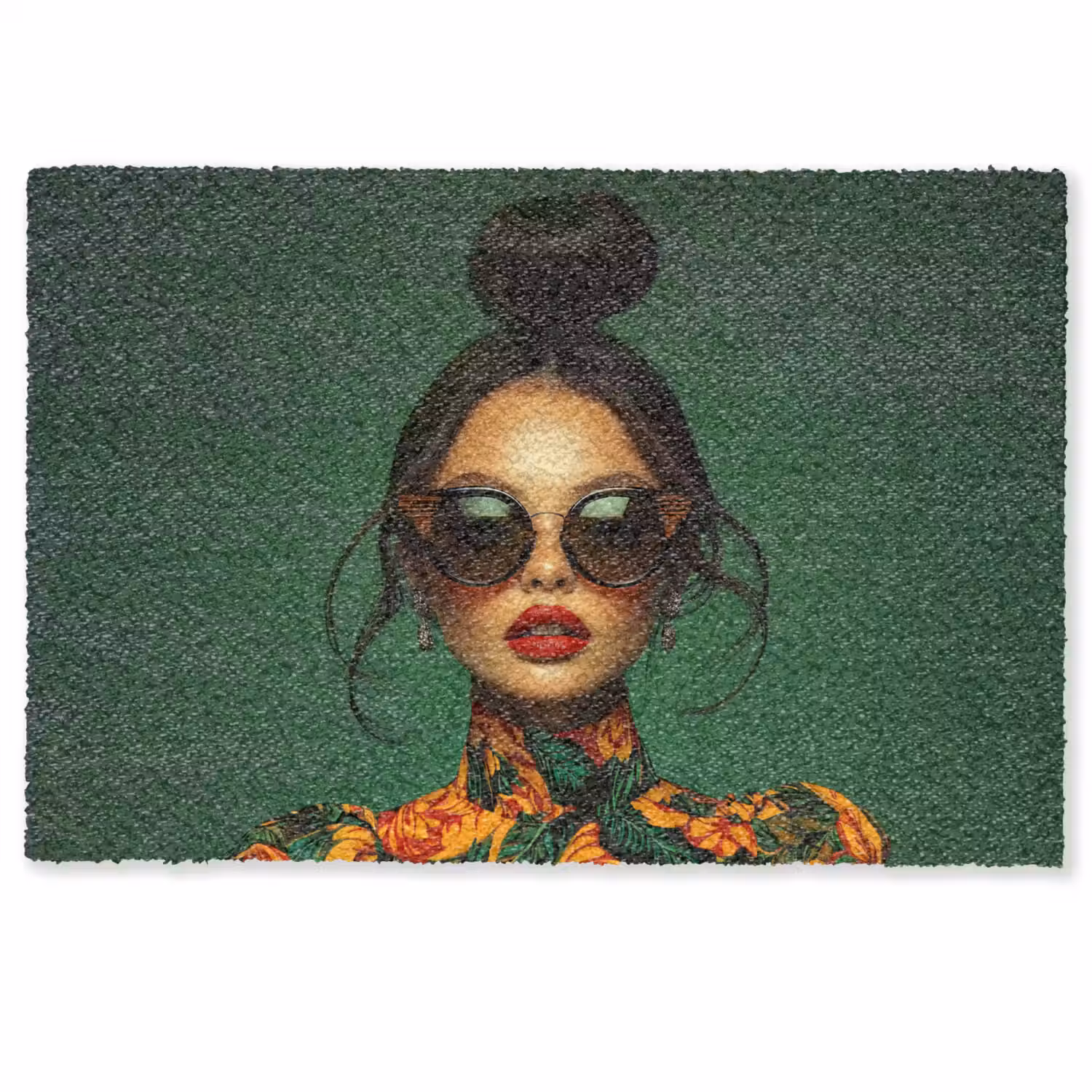 Vrouw - Groen - Modern - Bril - Abstract Deurmat klein -zkaufland3d