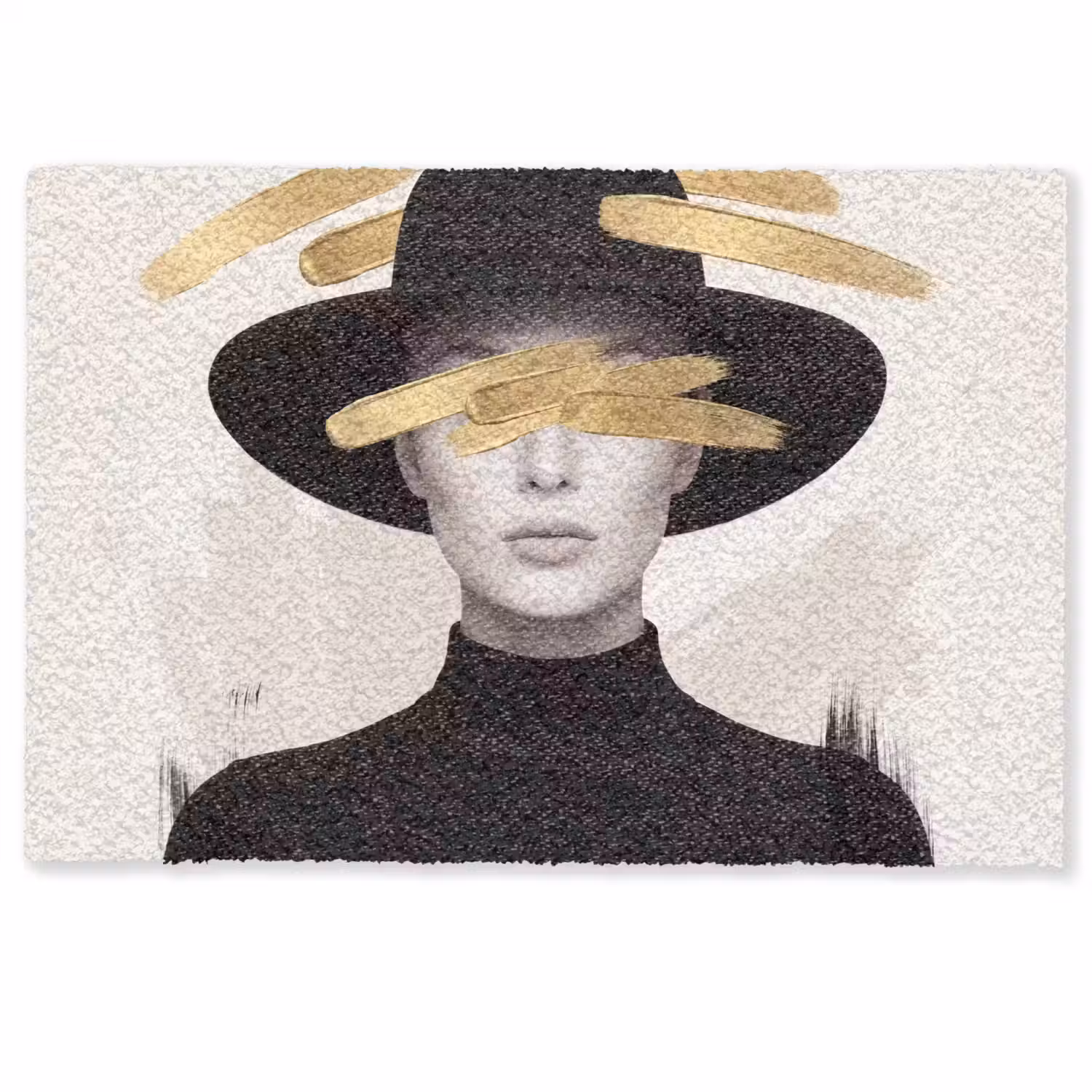 Vrouw - Portret - Modern - Goud - Kunst Deurmat klein -zkaufland3d