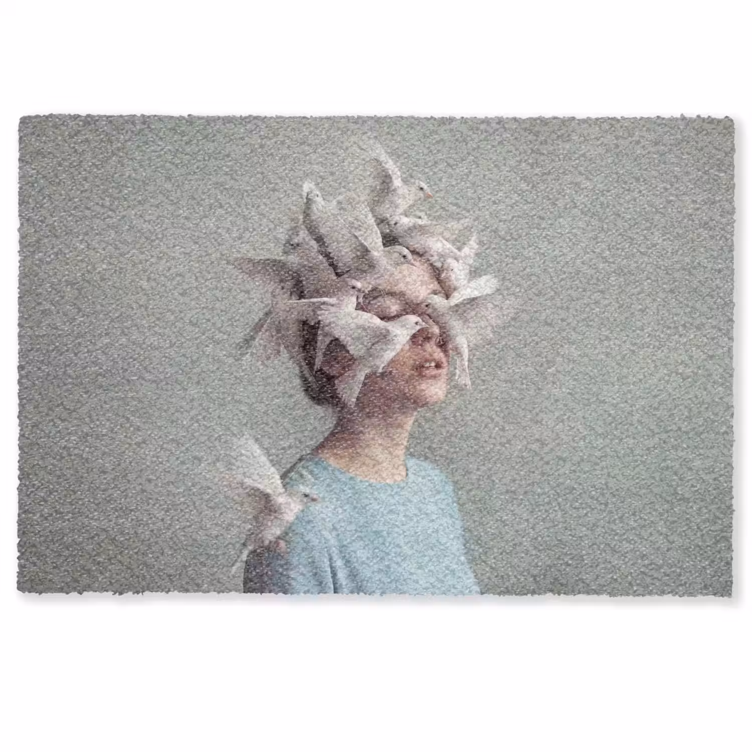 Vrouw - Vogels - Abstract - Modern - Wit Deurmat klein -zkaufland3d