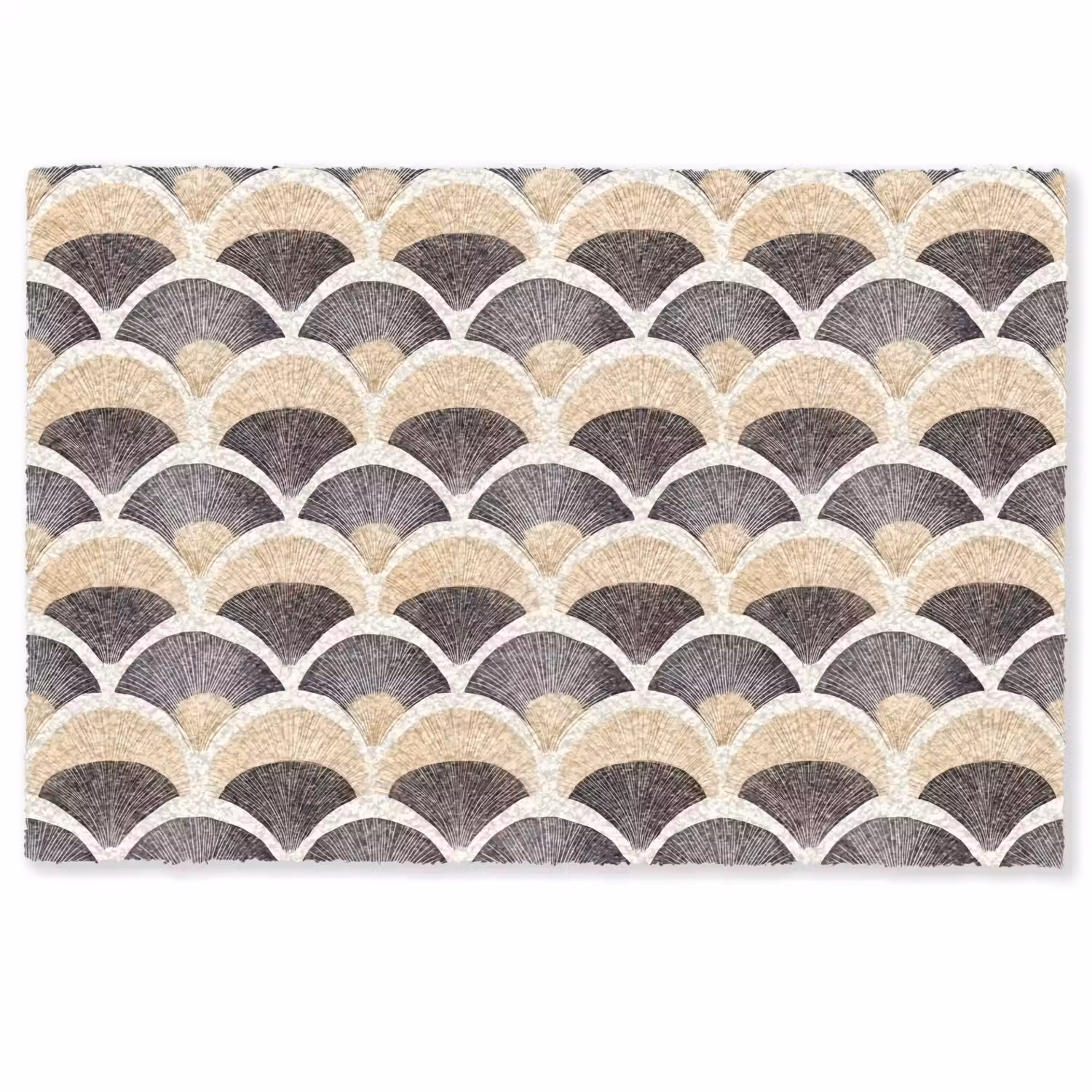Waaier - Patroon - Zwart - Beige Deurmat klein 898 -zkaufland3d