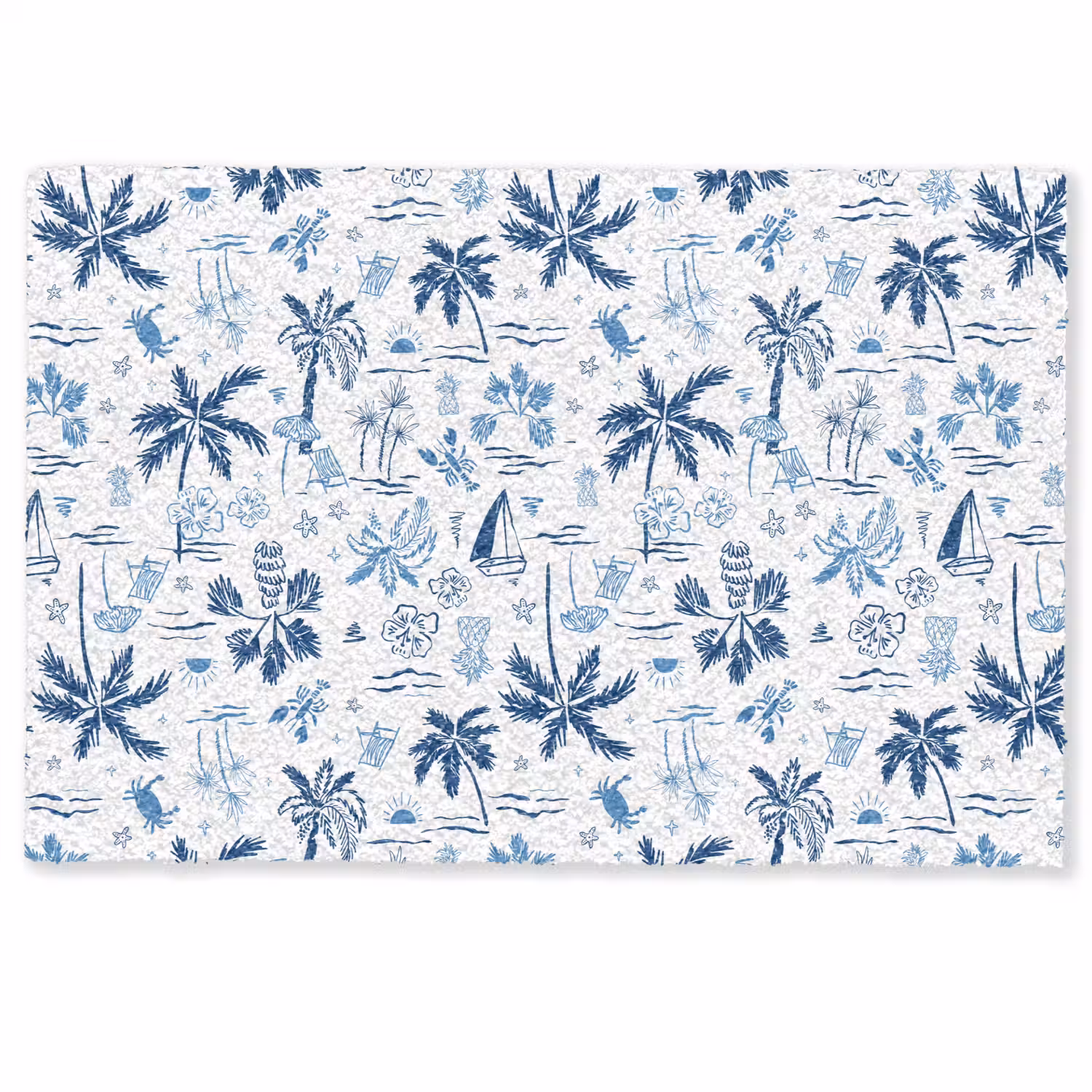 Zee - Patroon - Blauw - Wit Deurmat klein 898 -zkaufland3d