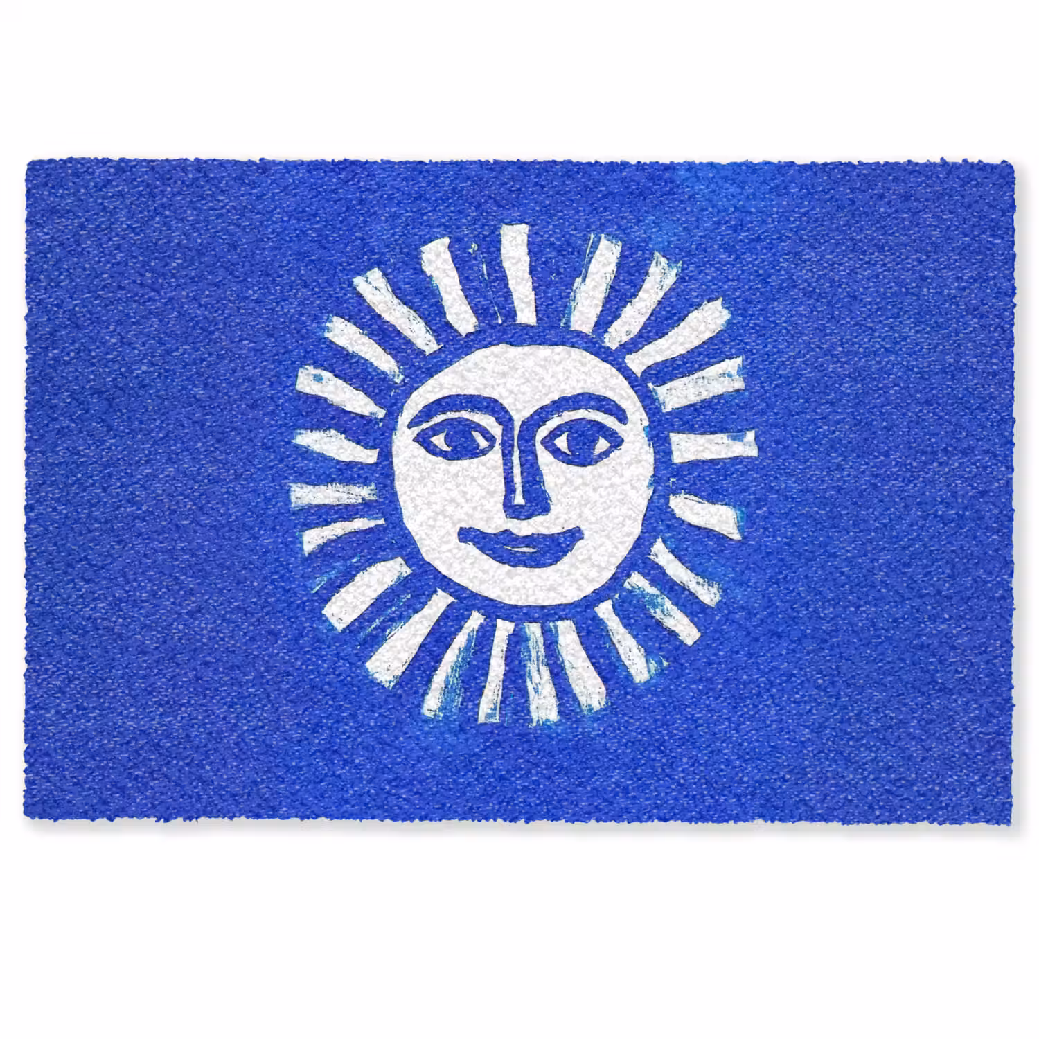 Zon - Gezicht - Penseelstructuur - Blauw Deurmat klein -zkaufland3d
