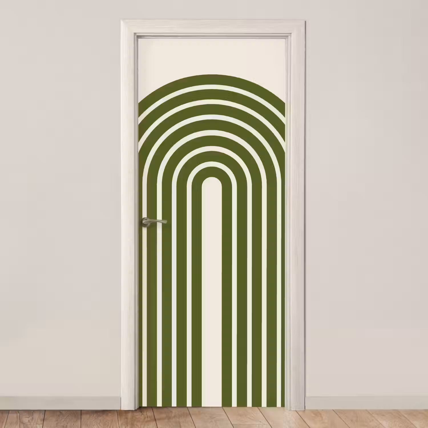 Abstract - Bogen - Modern - Groen - Kunst deurposter klein -3d_beige