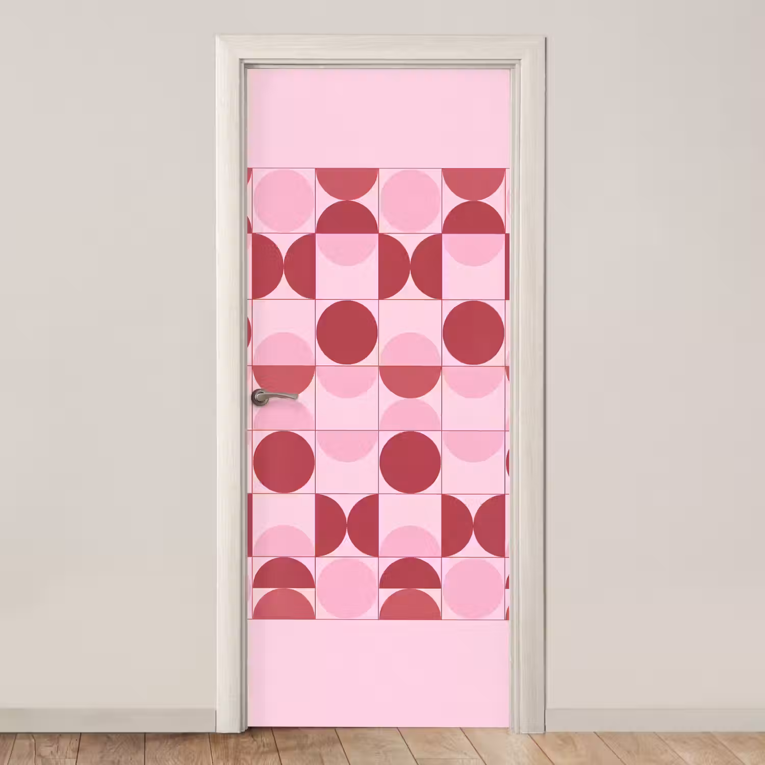 Abstract - Geometrisch - Cirkels - Roze - Modern deurposter klein -3d_beige