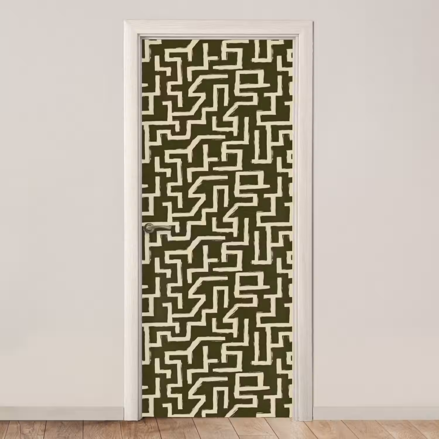 Abstract - Lijnen - Groen deurposter klein 289 -3d_beige