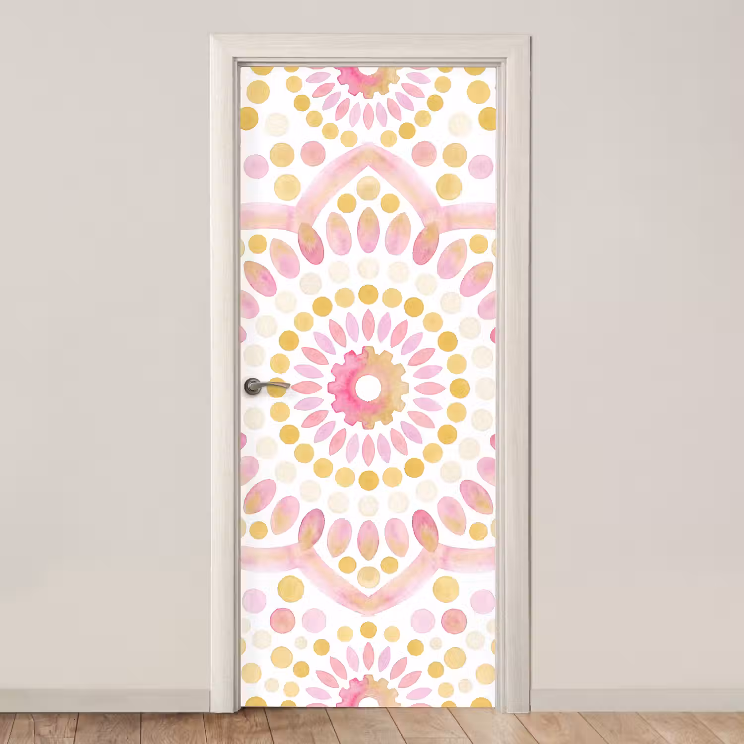 Abstract - Mandala - Kunst - Modern - Roze deurposter klein -3d_beige