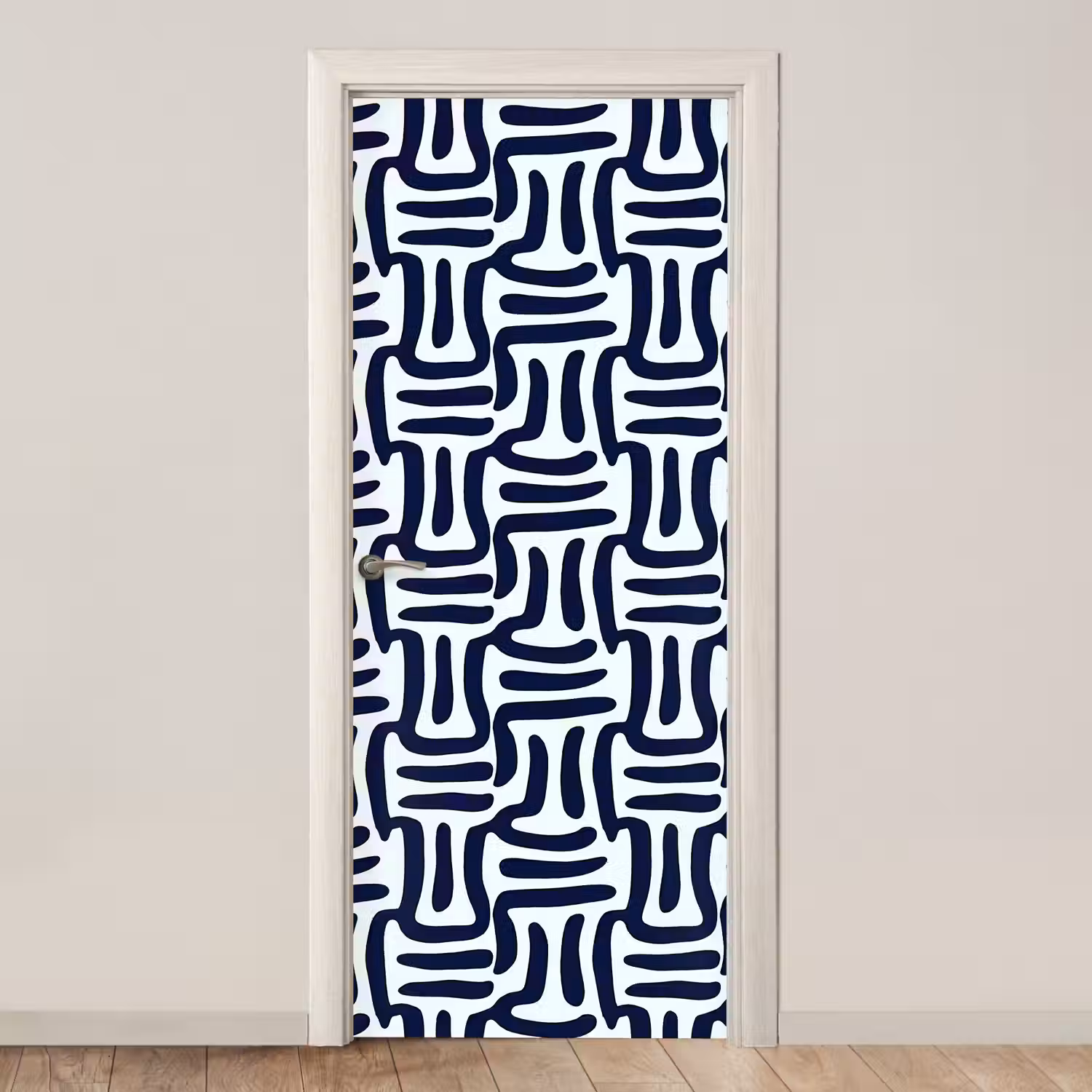 Abstract - Modern - Blauw deurposter klein 289 -3d_beige
