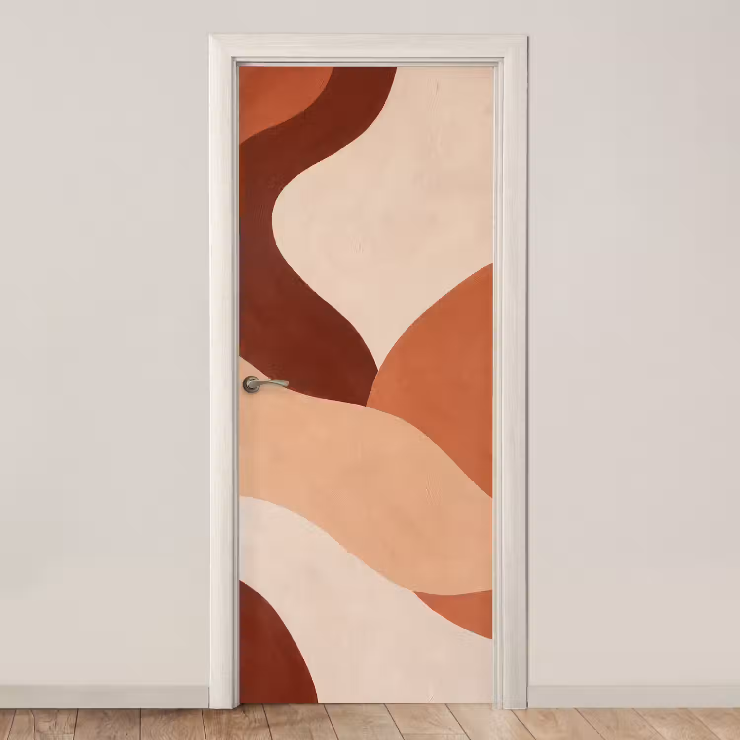 Abstract - Vormen - Organisch - Aardetinten - Modern deurposter klein -3d_beige