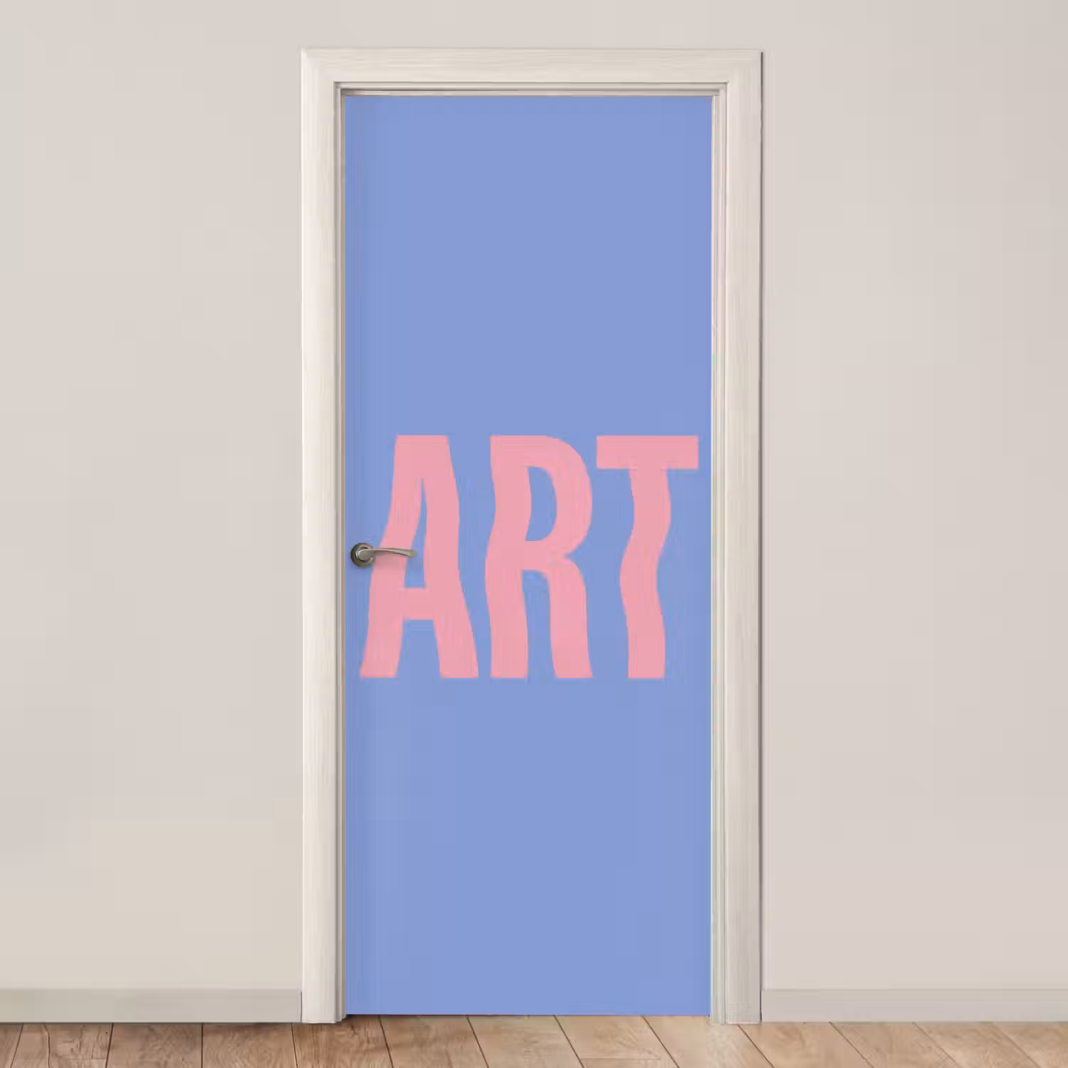 Art - Roze - Blauw deurposter klein -3d_beige