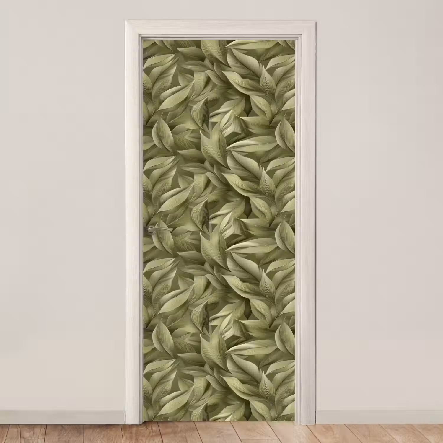 Bladeren - Modern - Groen deurposter klein 289 -3d_beige