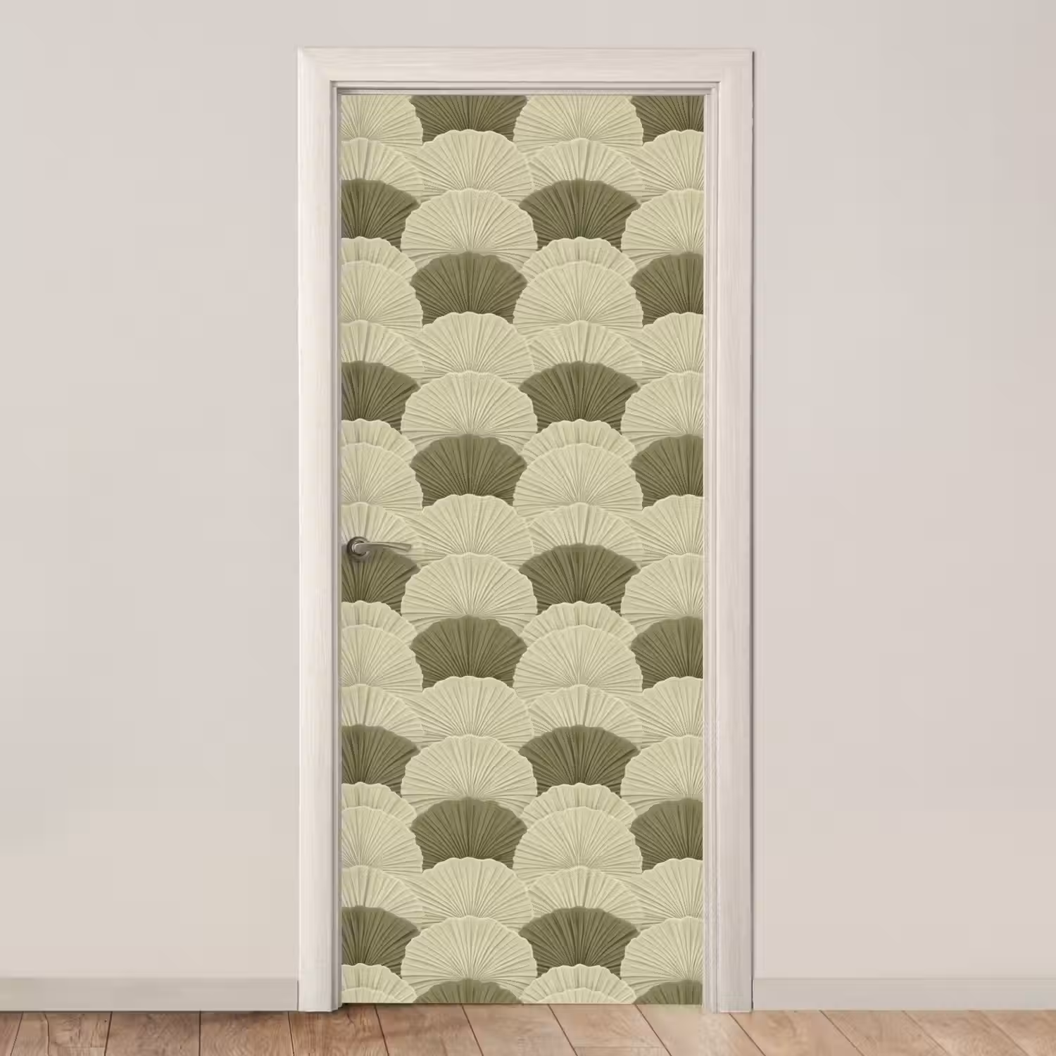 Bladeren - Structuur - Groen deurposter klein 289 -3d_beige
