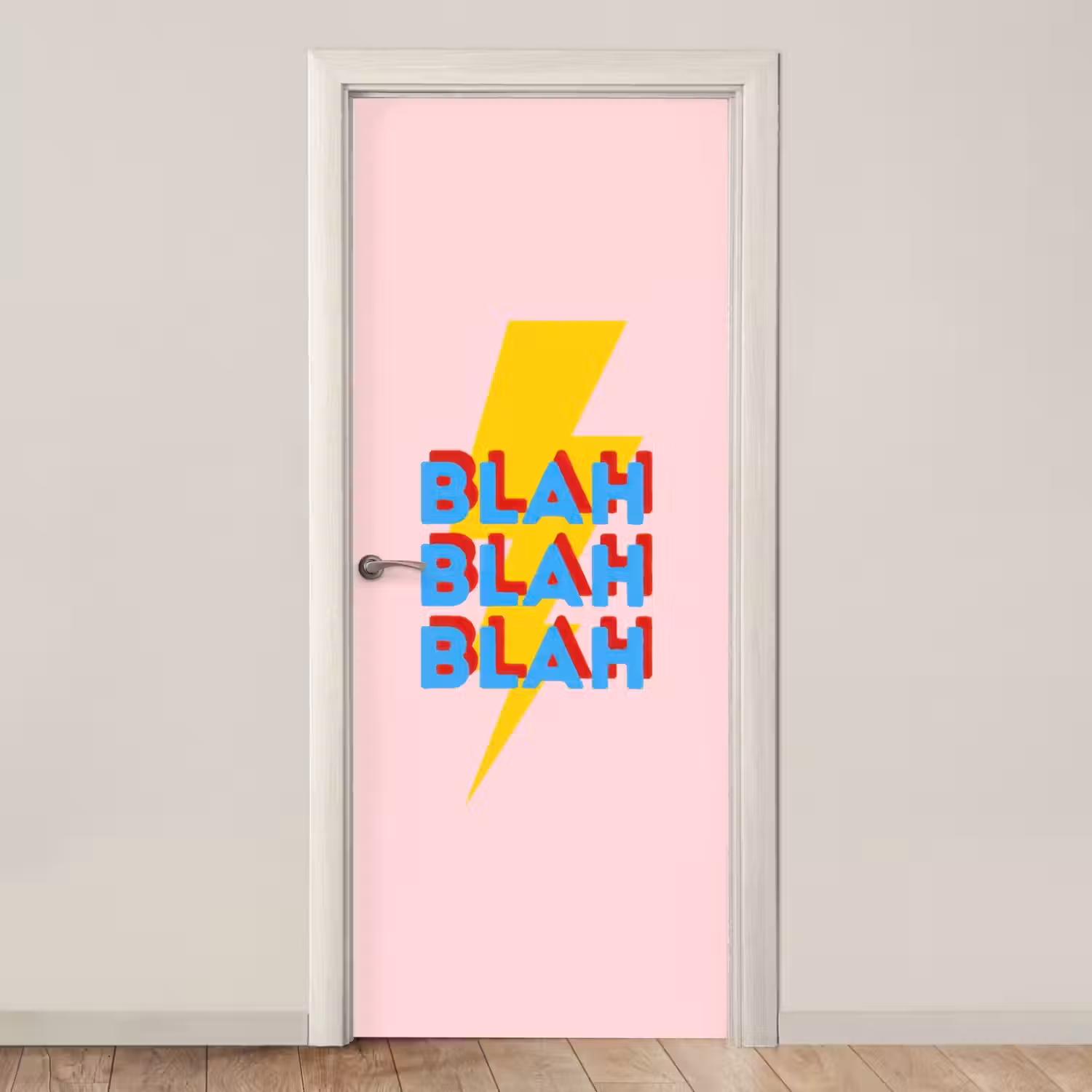 Blah - Bliksem - Roze deurposter klein -3d_beige
