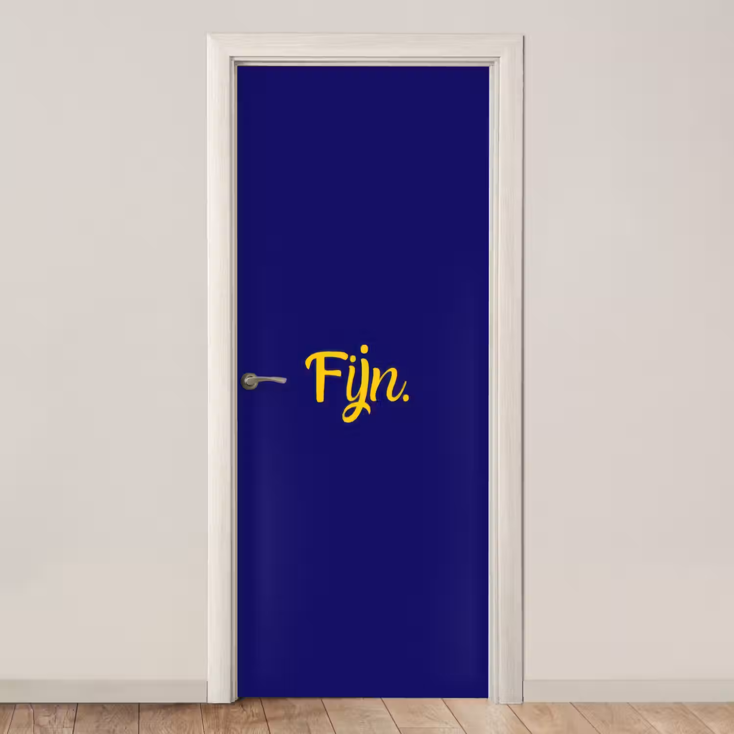 Blauw - Geel - Fijn deurposter klein -3d_beige