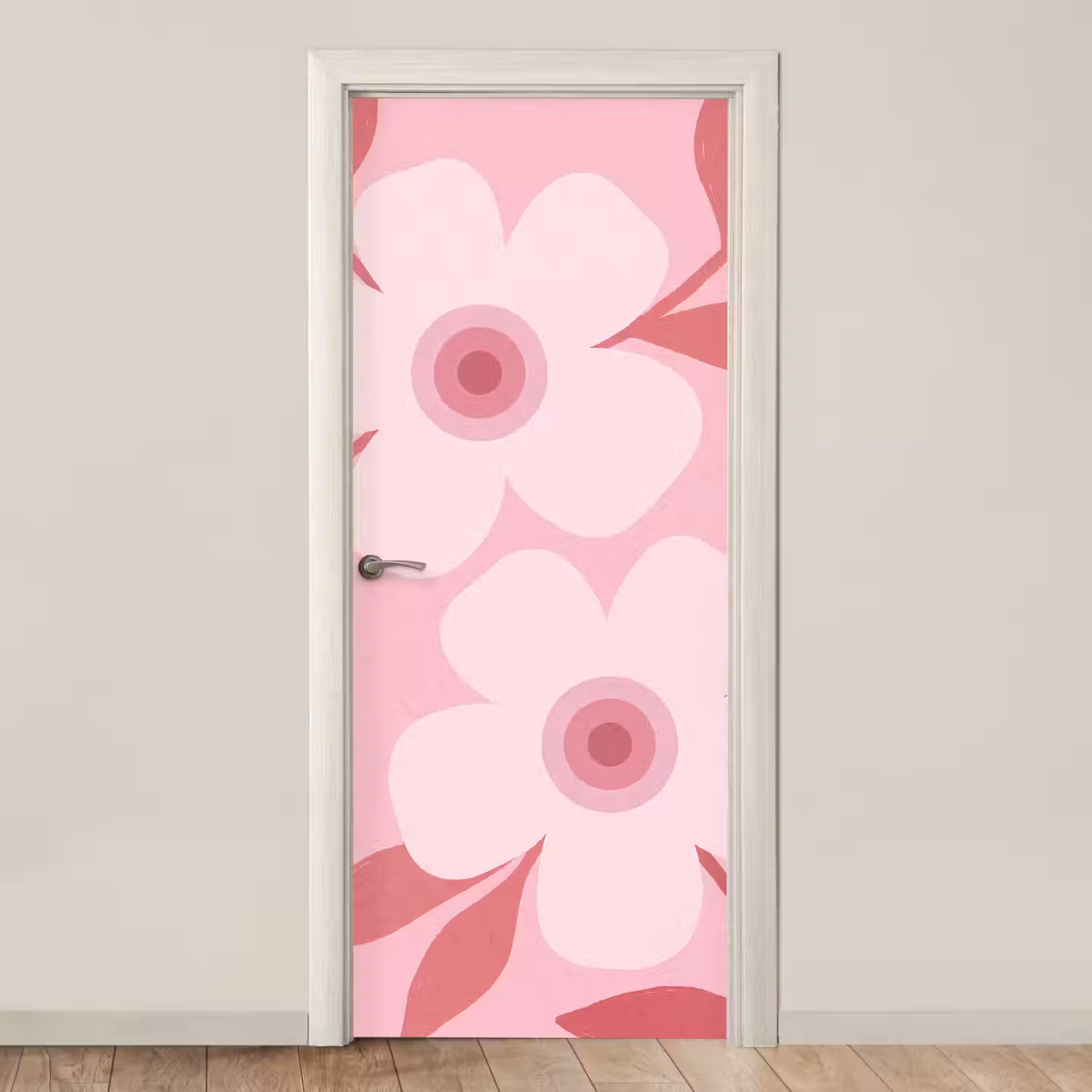 Bloemen - Abstract - Modern - Roze - Natuur deurposter klein -3d_beige