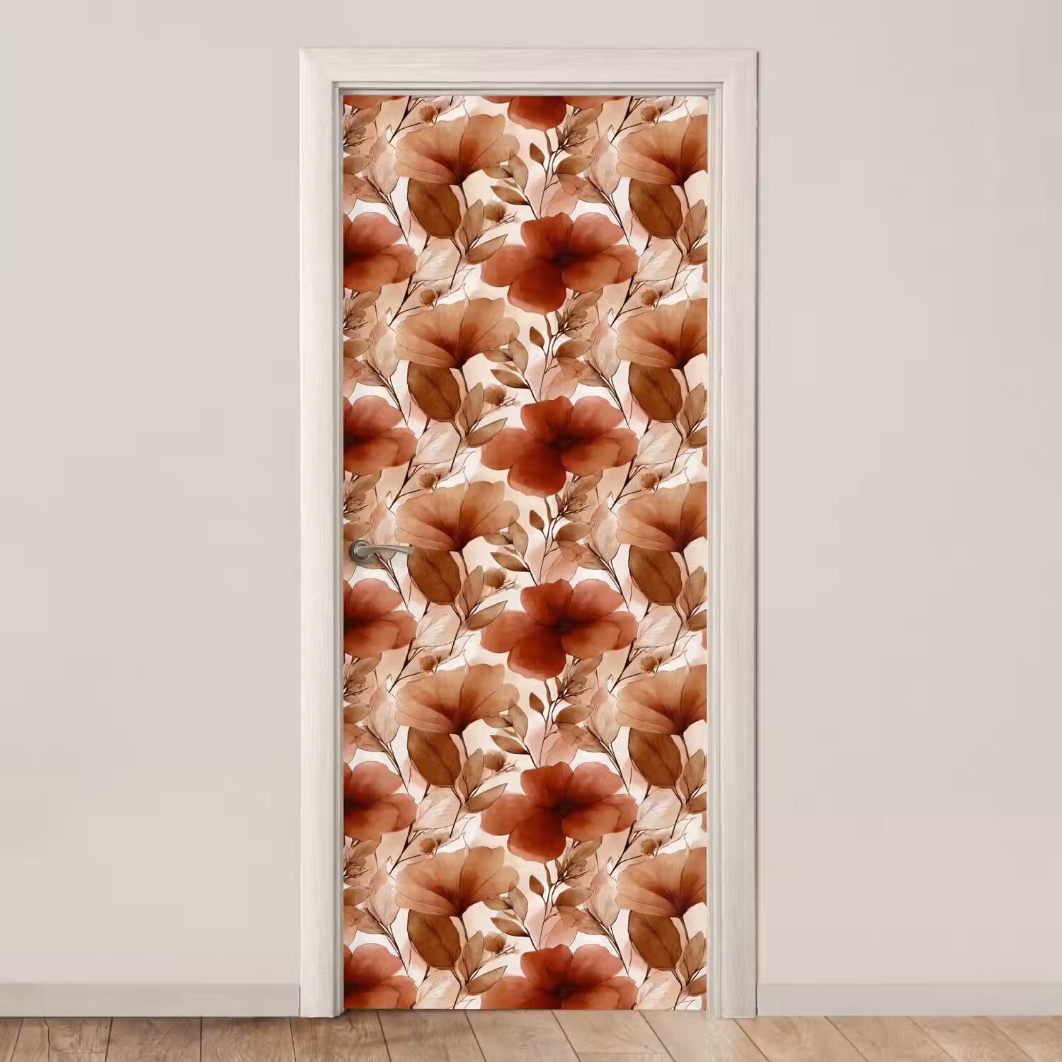 Bloemen - Aquarel - Botanisch - Terracotta deurposter klein 289 -3d_beige