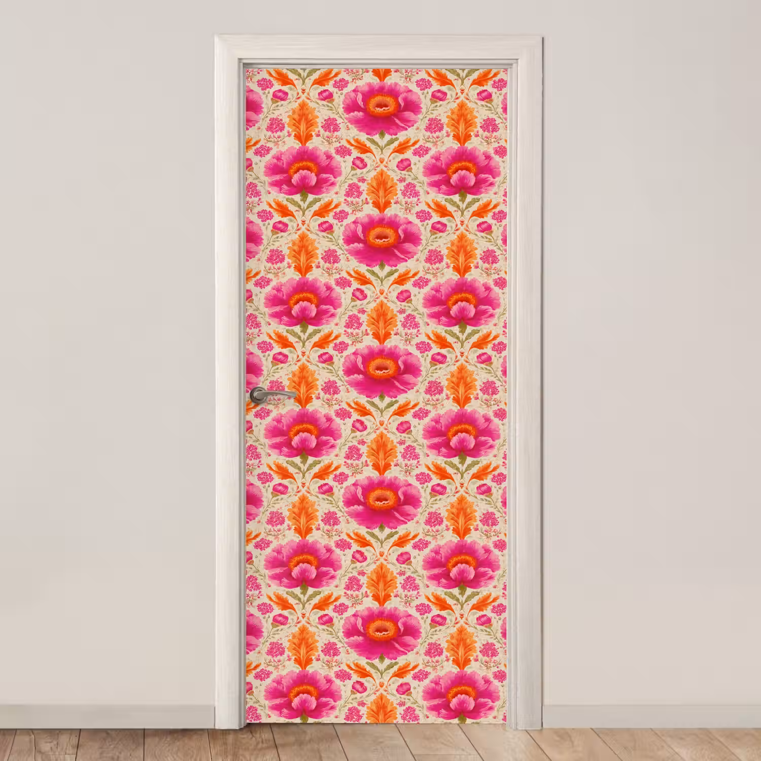Bloemen - Barok - Roze - Oranje deurposter klein 289 -3d_beige