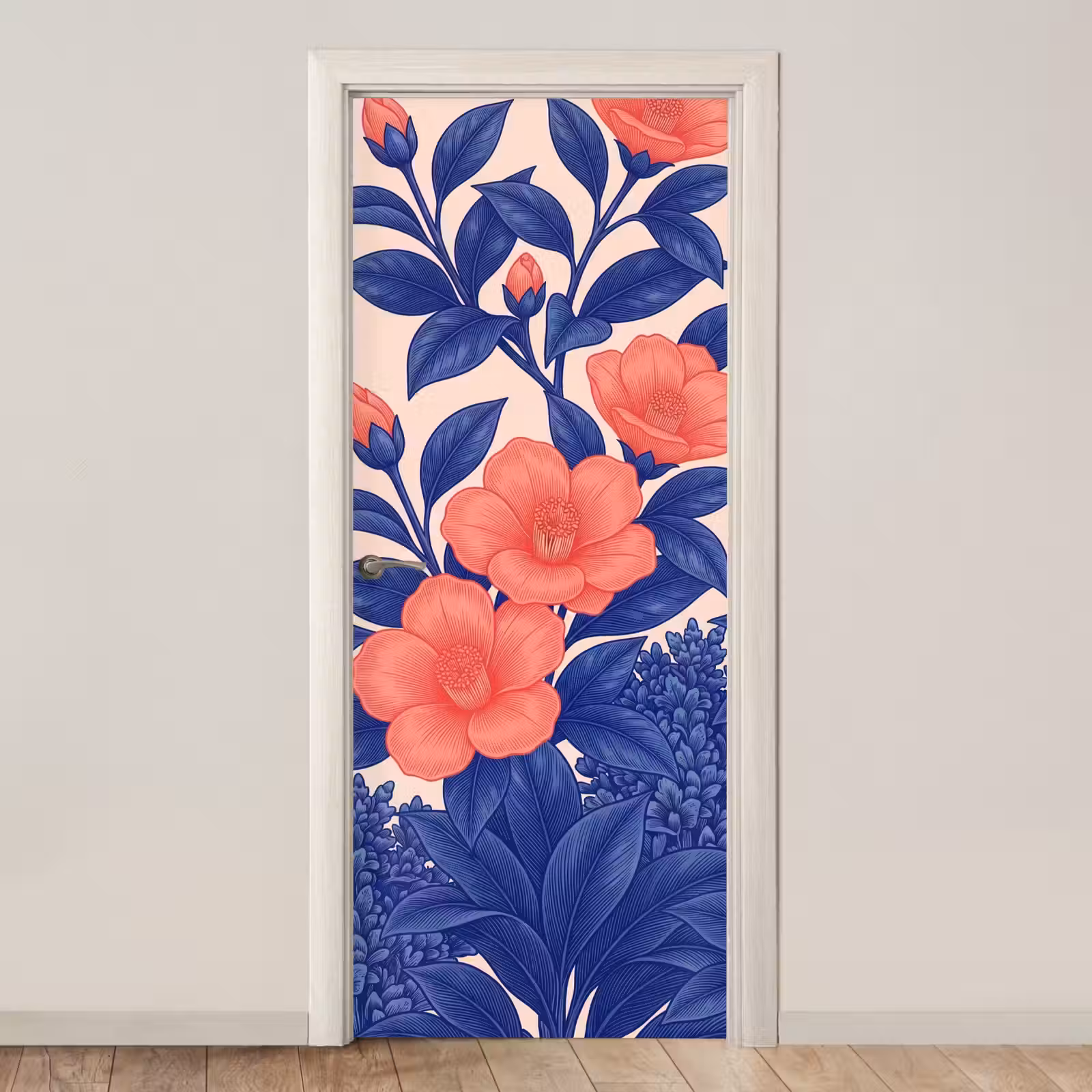 Deursticker - Bloemen - Bladeren - Botanisch - Bloemen - Bladeren - Botanisch deurposter klein