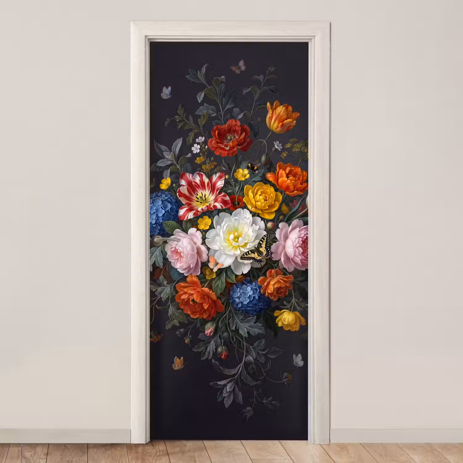 Bloemen - Boeket - Klassiek - Kleurrijk - Natuur deurposter klein -3d_beige