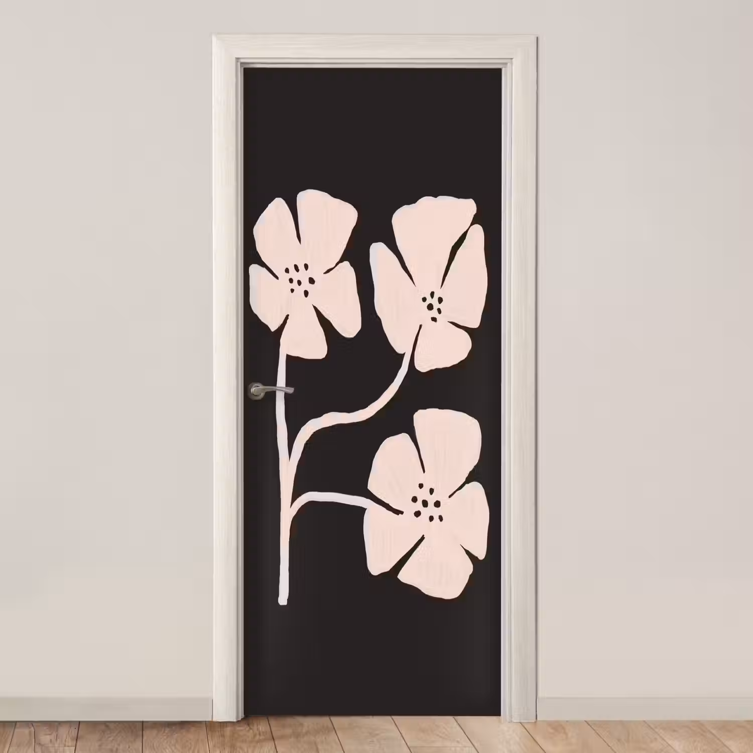 Bloemen - Bohemian - Pastel - Kunst deurposter klein -3d_beige