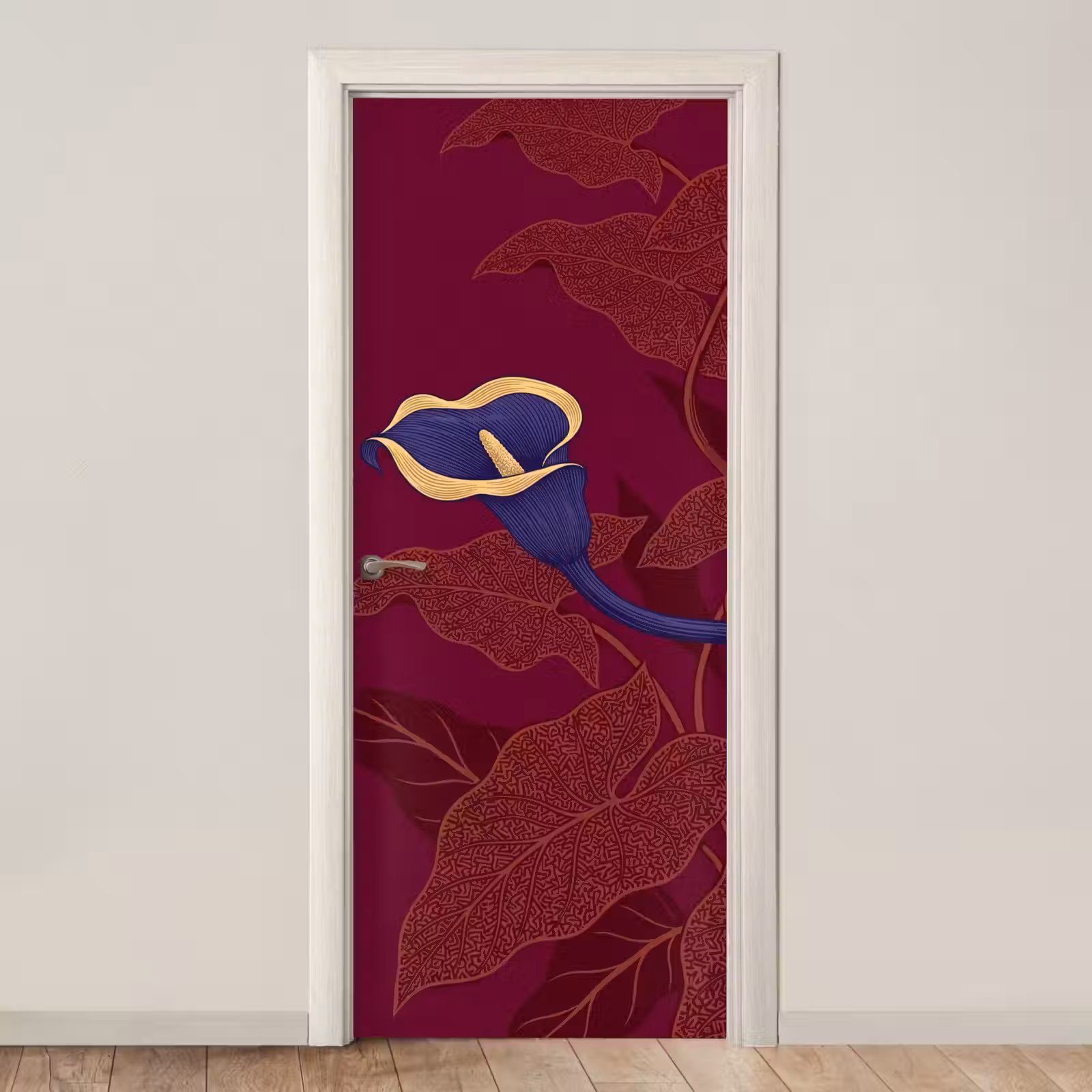 Deursticker - Bloemen - Modern - Paars - Bloemen - Modern - Paars deurposter klein