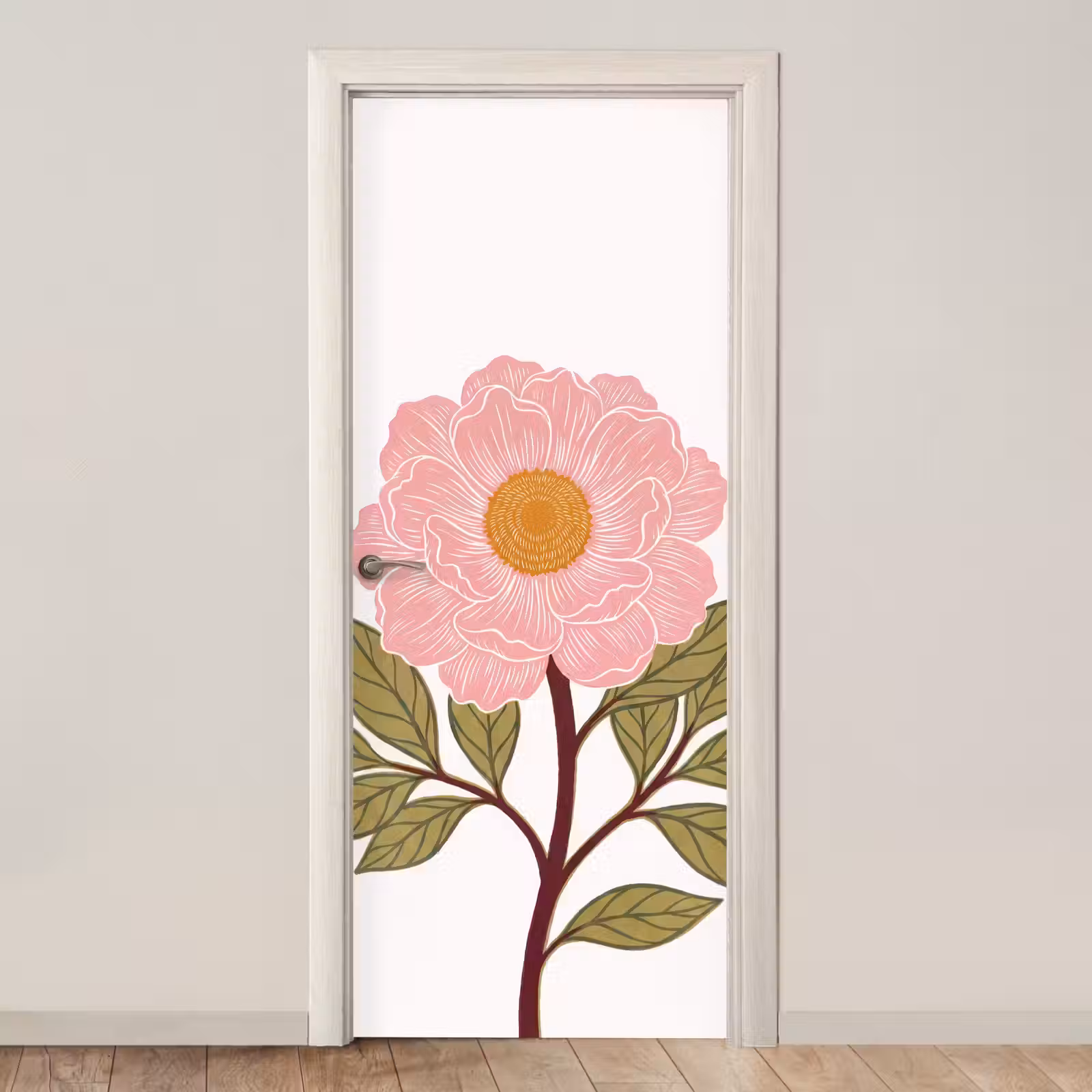 Deursticker - Bloemen - Roze - Illustratie - Bloemen - Roze - Illustratie deurposter klein
