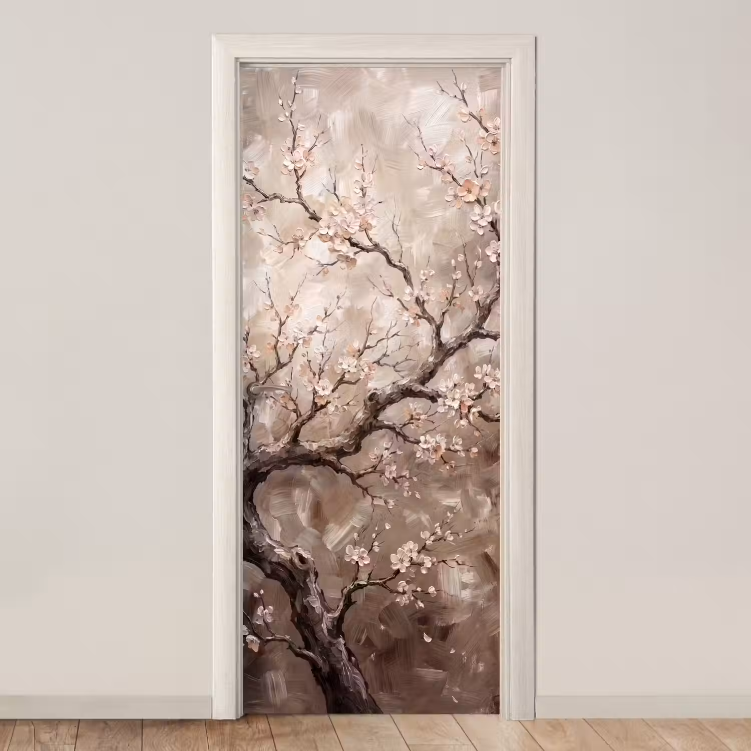 Bloesem - Takken - Schilderij - Beige - Serene deurposter klein -3d_beige