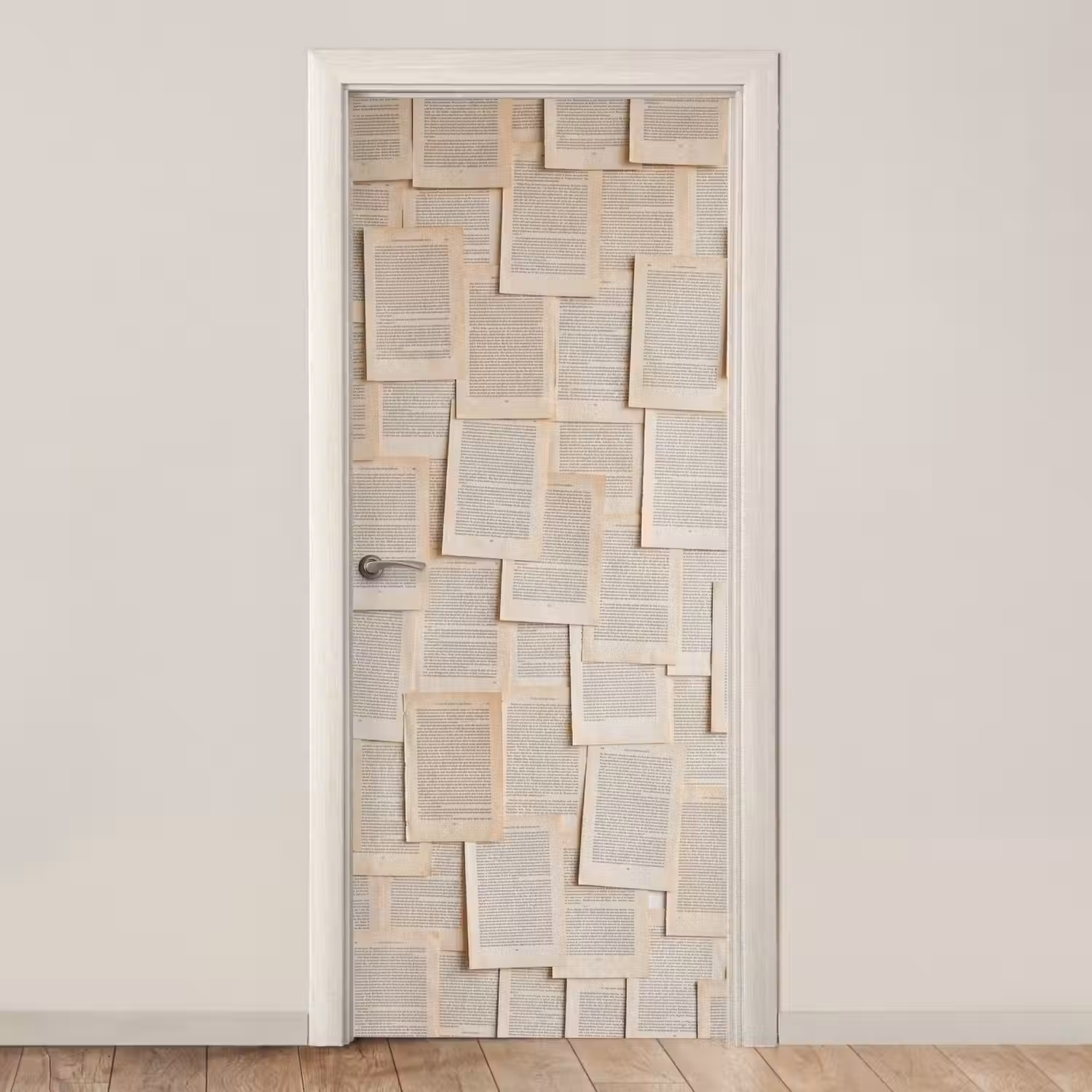 Boekpagina - Collage - Literatuur - Vintage - Beige deurposter klein -3d_beige