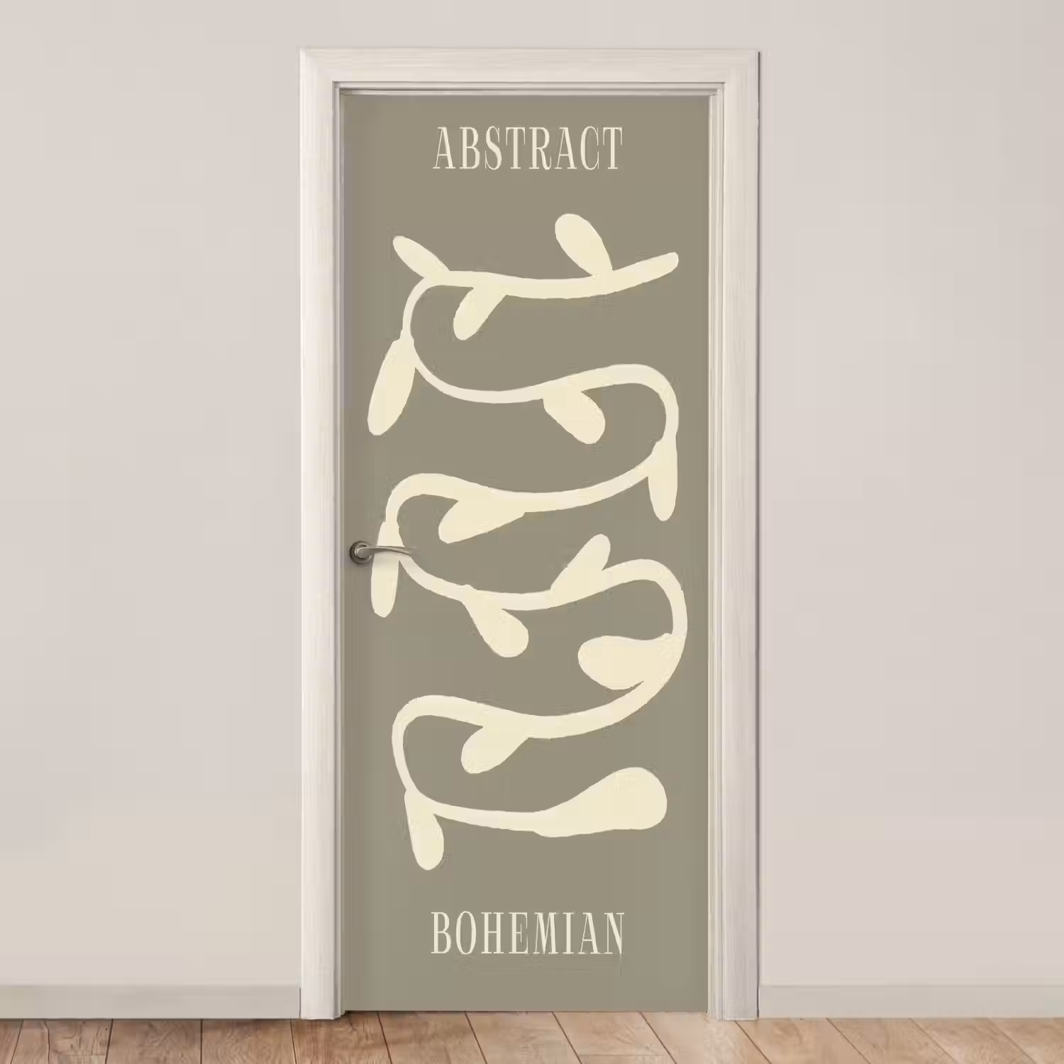 Bohemian - Planten - Groen - Abstract deurposter klein -3d_beige