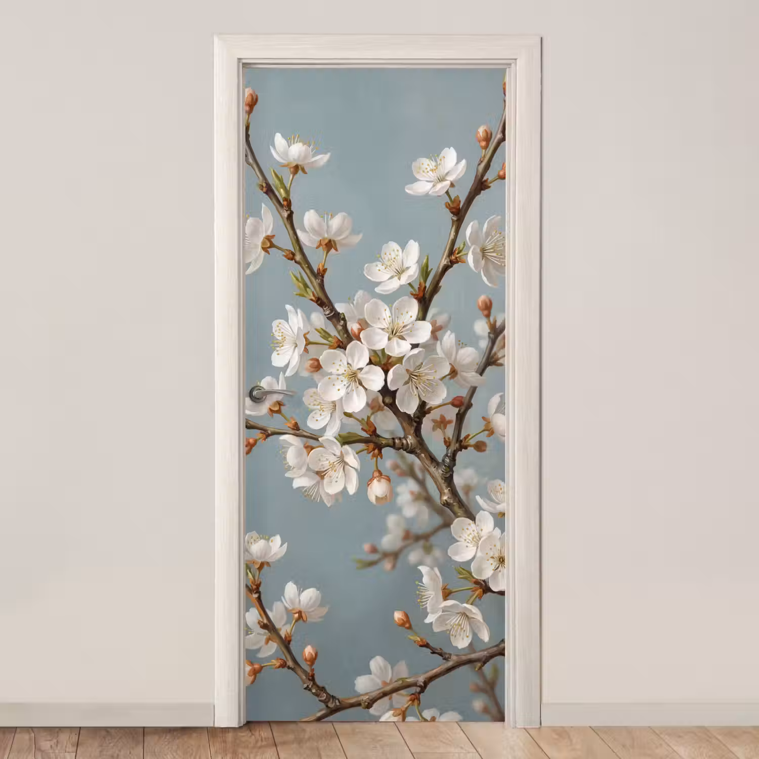 Botanisch - Stilleven - Blauw deurposter klein -3d_beige