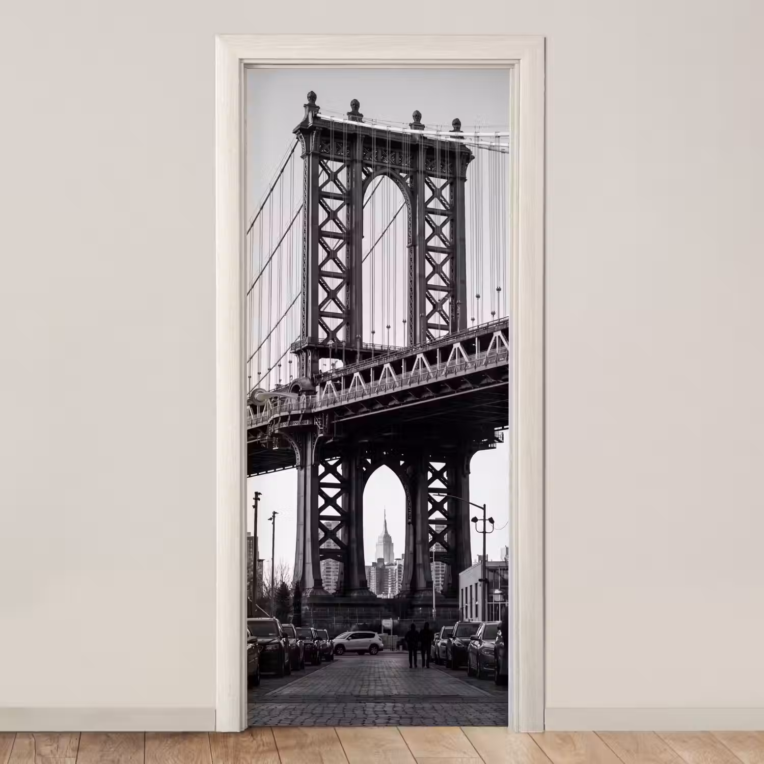 Brug - Stad - Architectuur - Modern - Zwart-wit deurposter klein -3d_beige