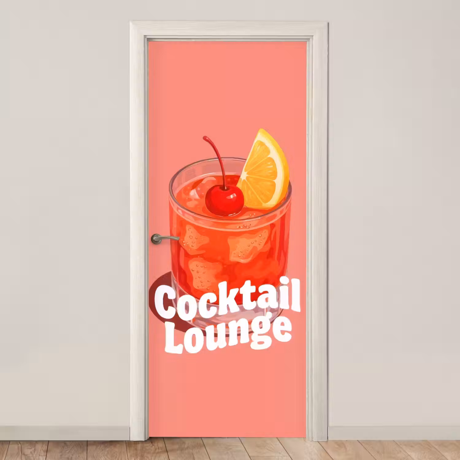 Cocktail Lounge - Glas - Koraal deurposter klein -3d_beige