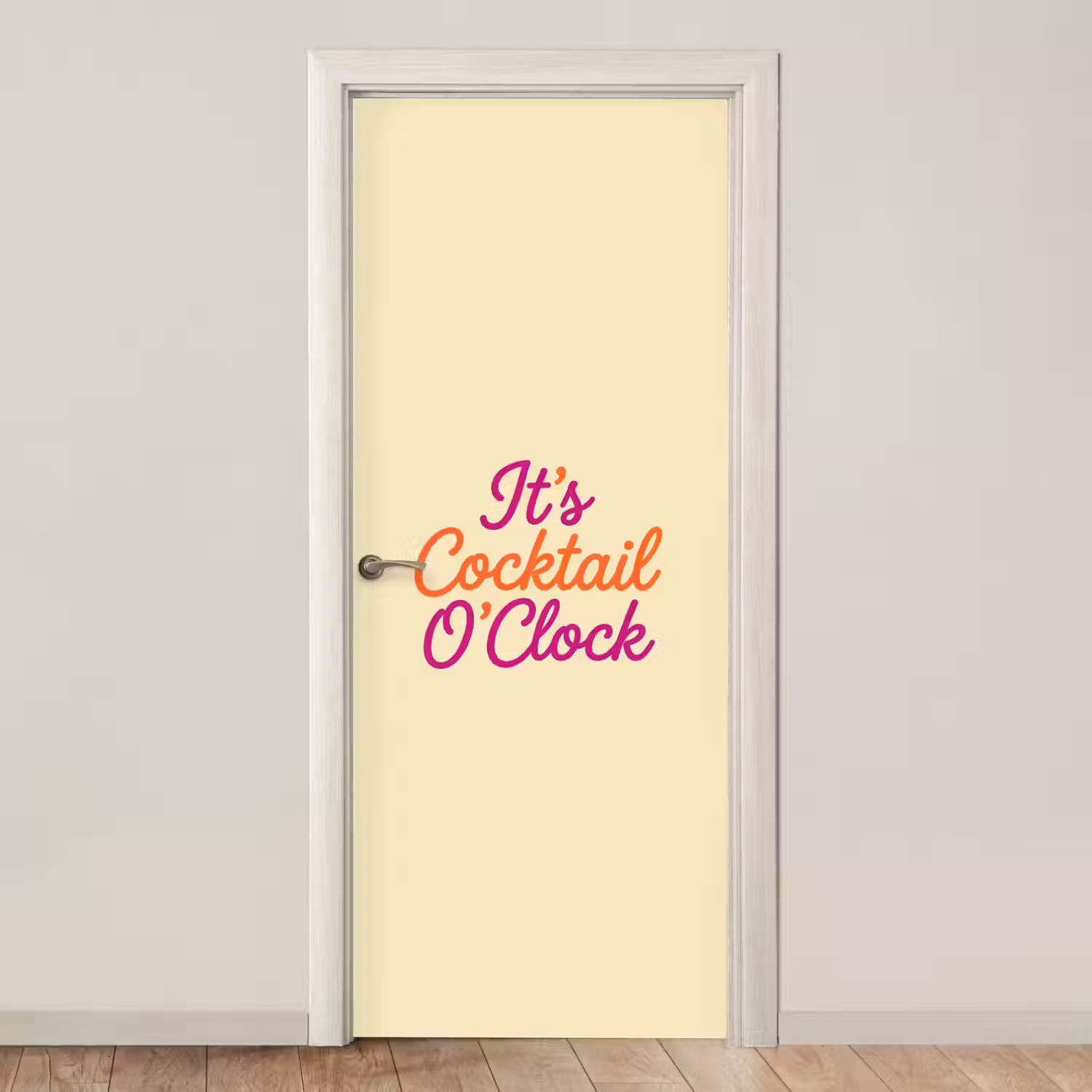 Cocktail O'Clock - Geel - Retro deurposter klein -3d_beige