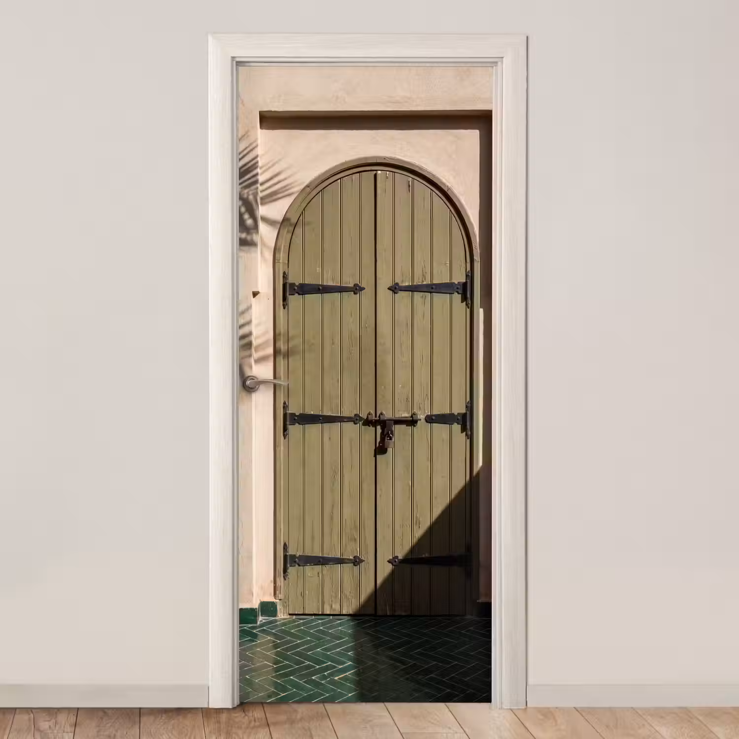 Deur - Hout - Architectuur - Groen - Rustiek deurposter klein -3d_beige