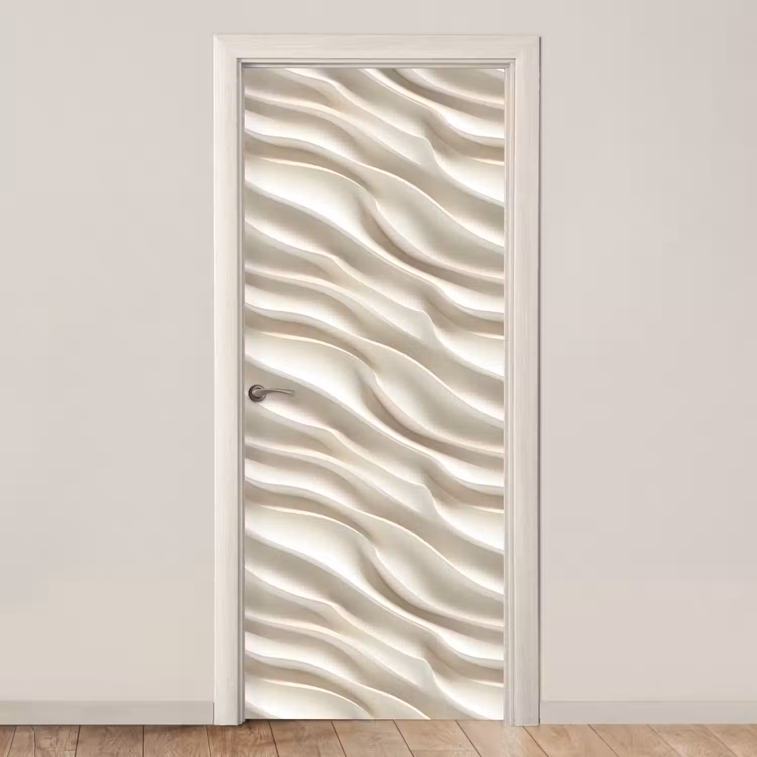 Diagonaal - Golven - Crème deurposter klein 289 -3d_beige